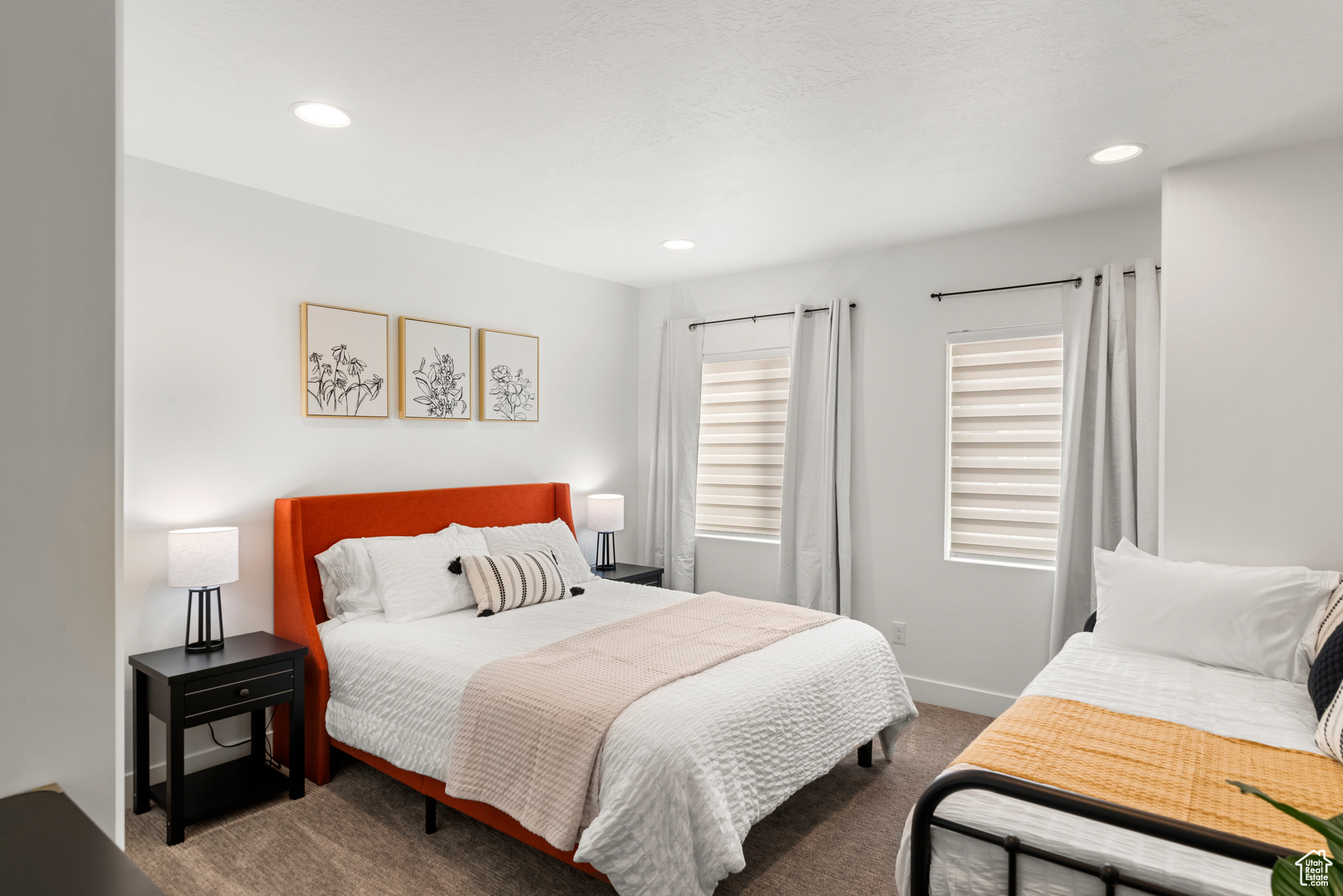 Bedroom with carpet flooring