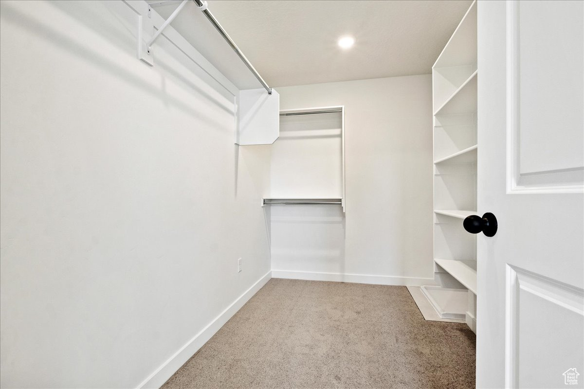 Spacious closet with carpet