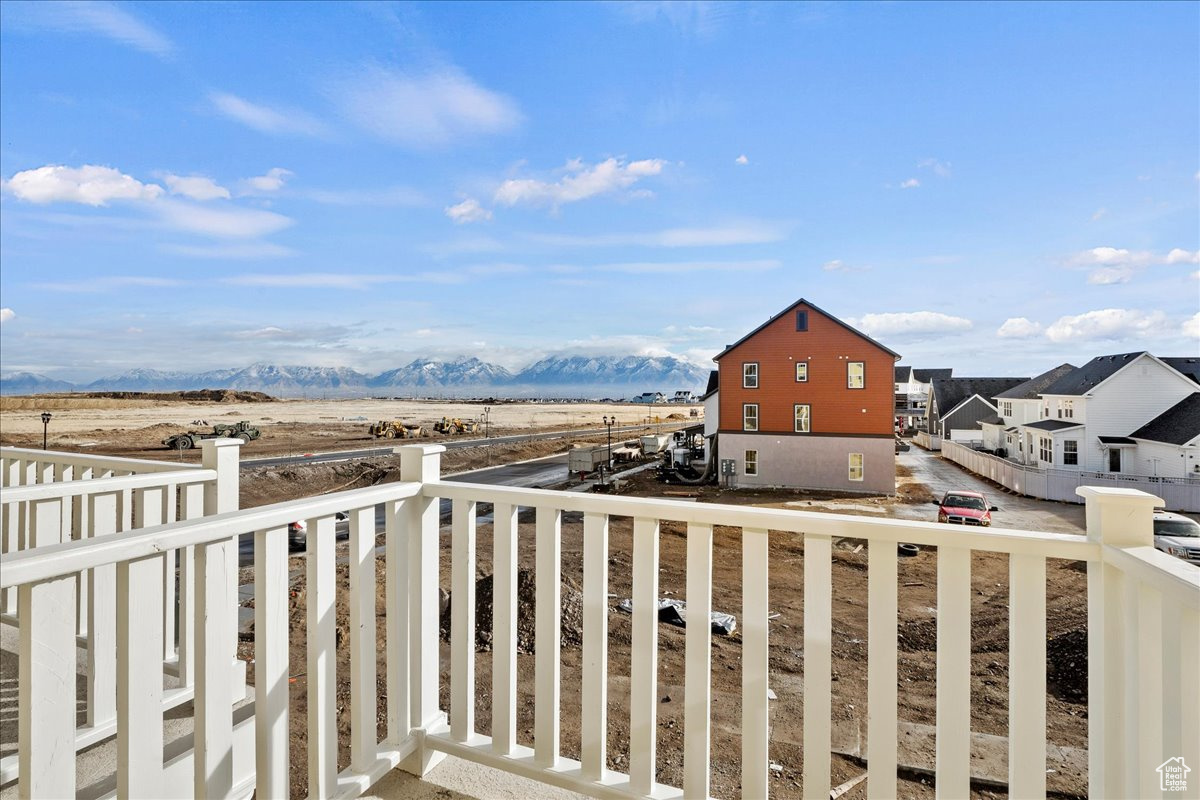 Balcony with a mountain view