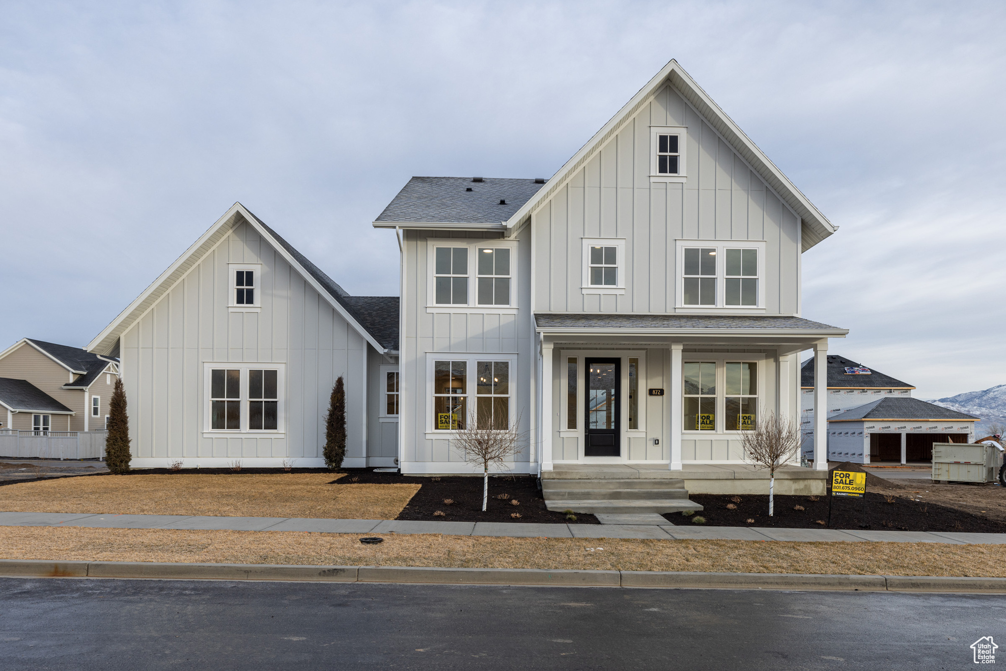 View of modern inspired farmhouse