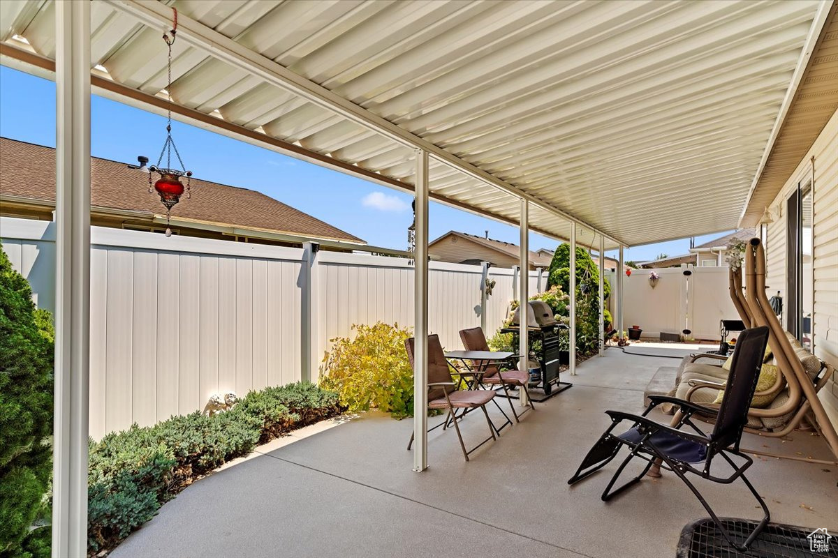 Large, covered back patio on east side of the home.