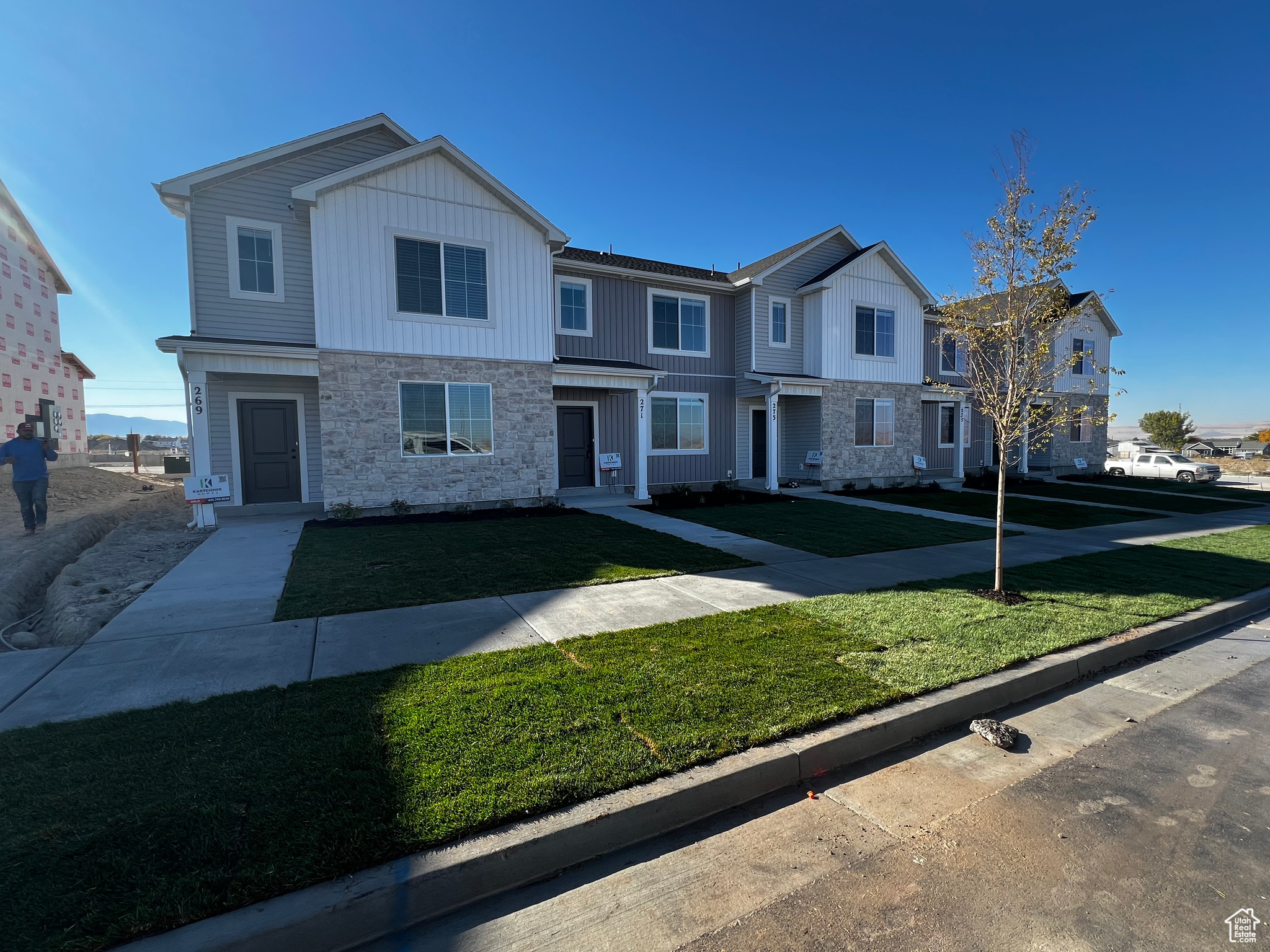 View of front of home with a front yard