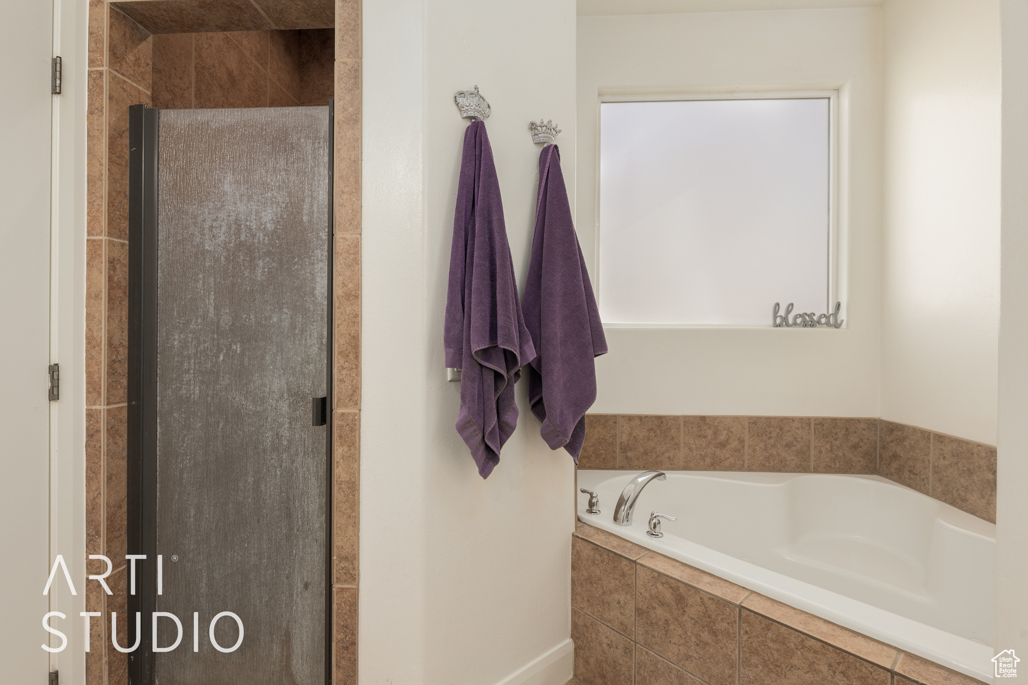 Bathroom featuring plus walk in shower