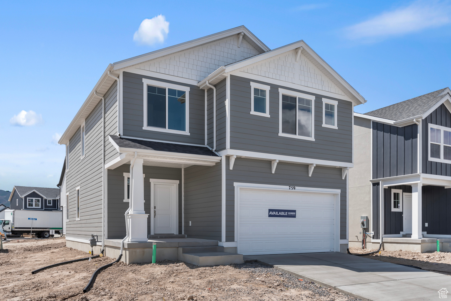 View of front of home with a garage