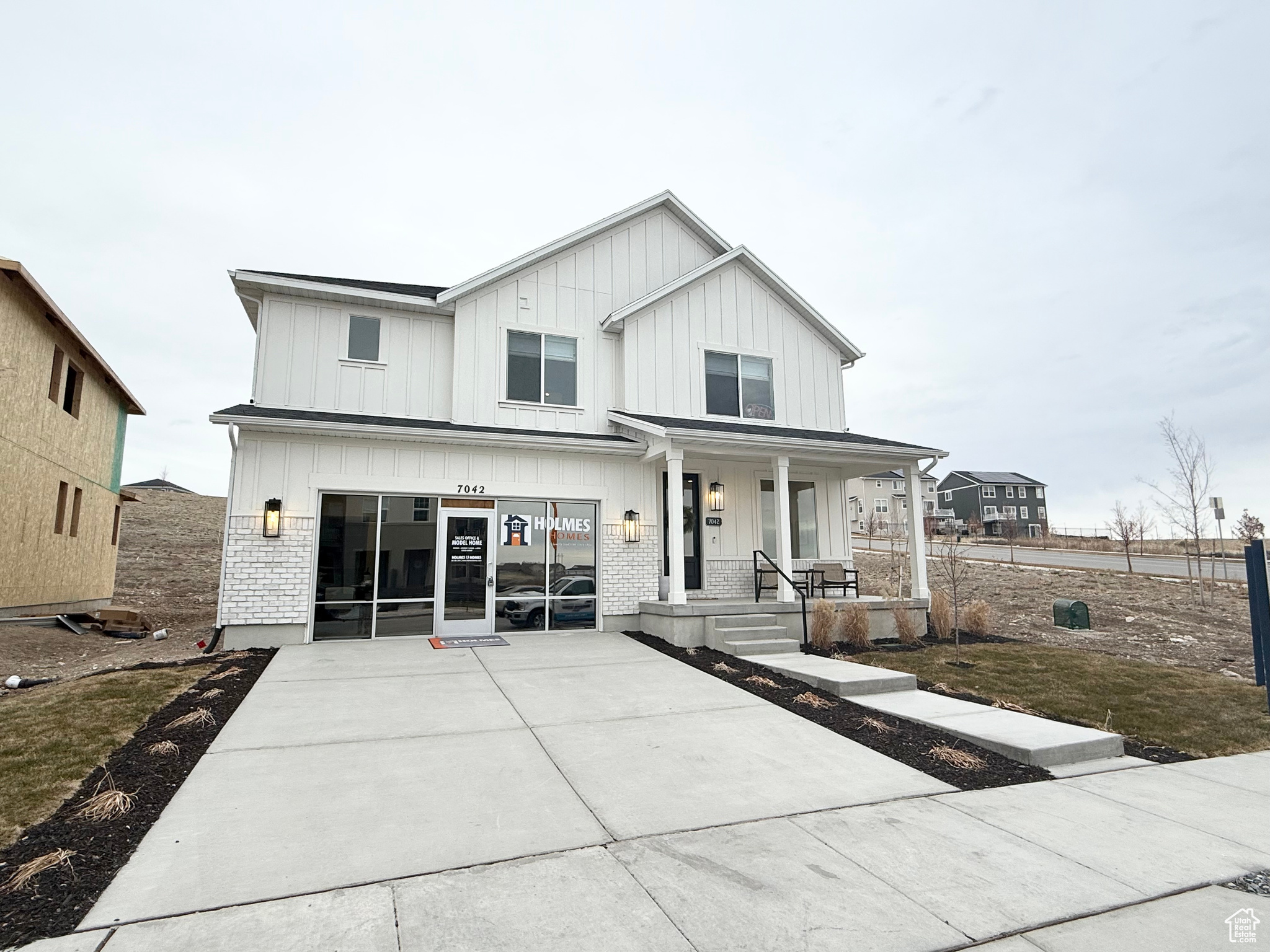 View of modern inspired farmhouse