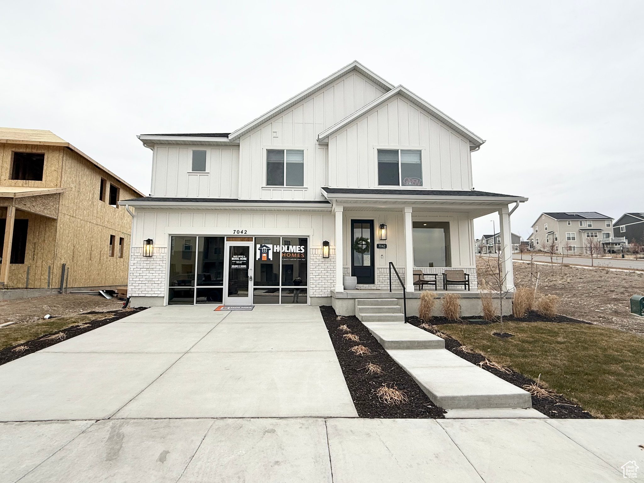 Modern inspired farmhouse featuring a porch