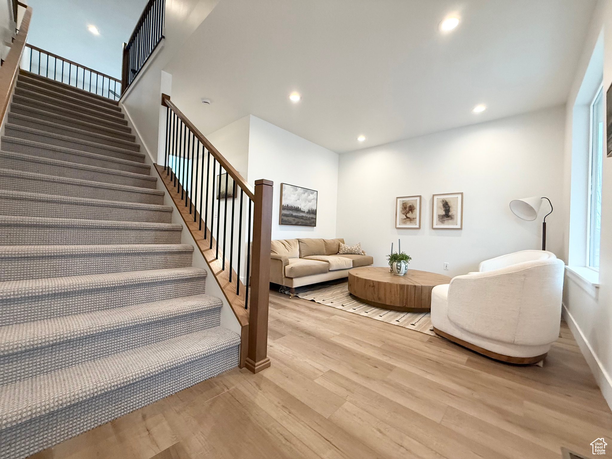 Living room featuring light hardwood / wood-style flooring