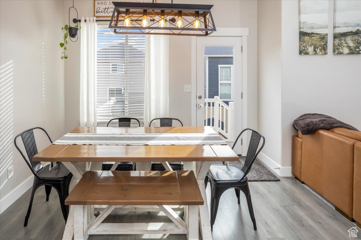 Dining area featuring light hardwood / wood-style floors