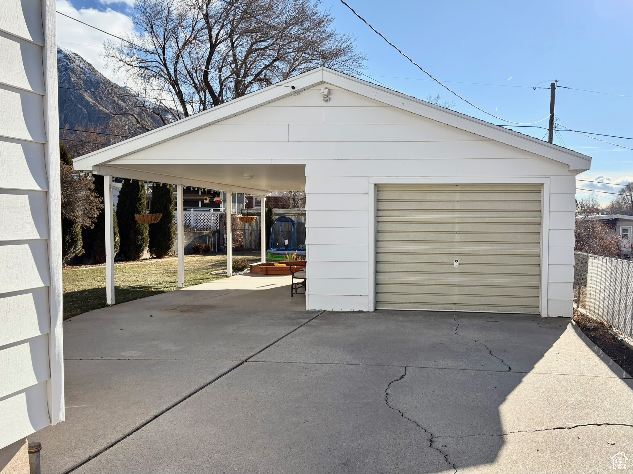 Garage with a carport