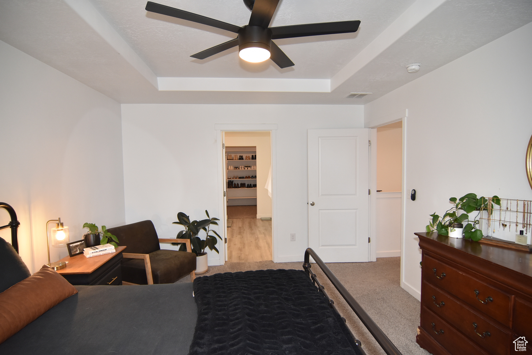 Master bedroom looking towards bathroom and hall entrance