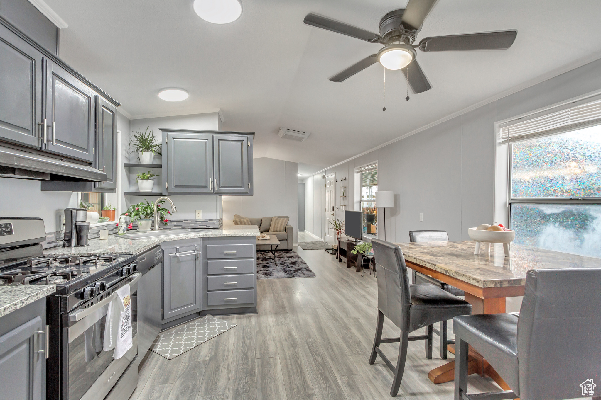 Open concept kitchen, dining, and living area. Great for entertaining.