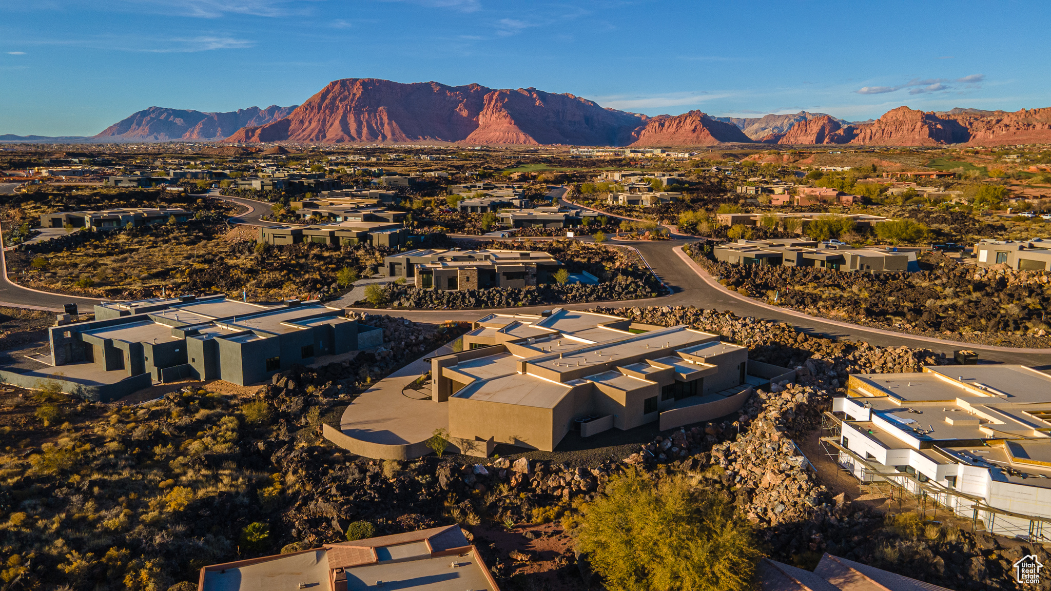 Aerial view featuring a mountain view