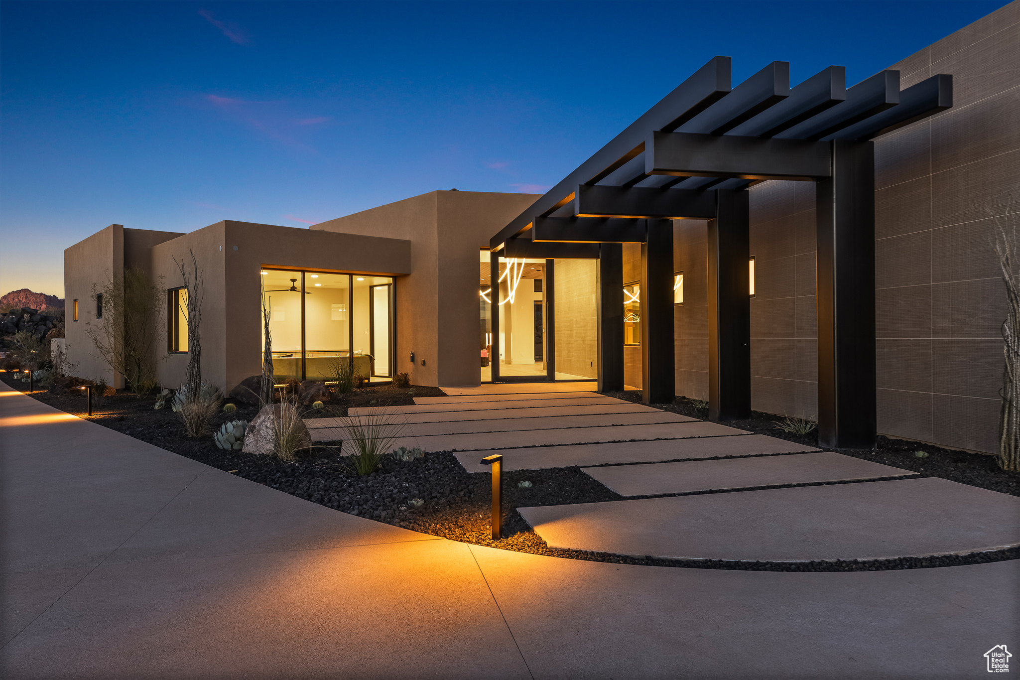 View of exterior entry at dusk