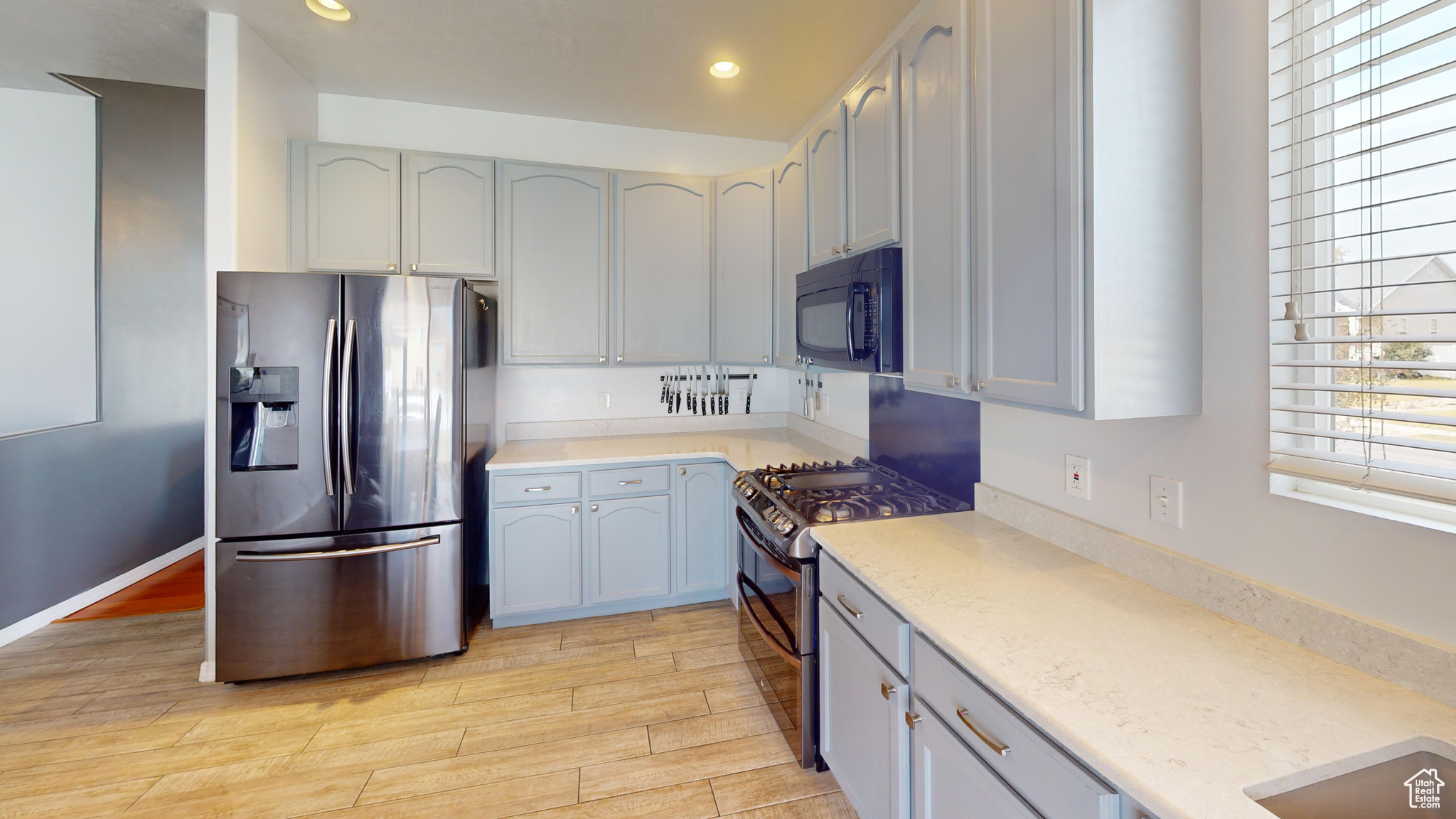 Kitchen with stainless steel appliances