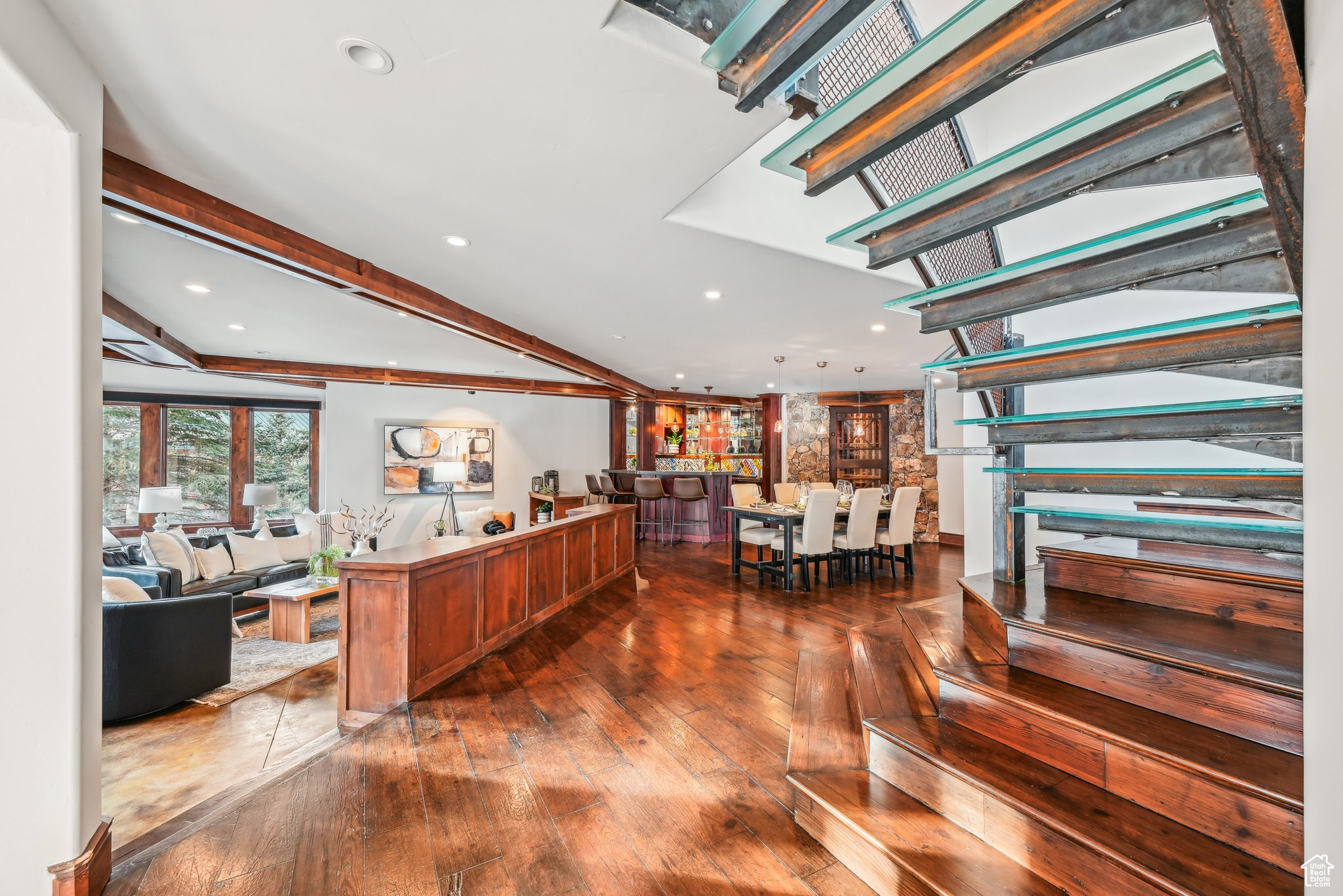 Interior space featuring dark hardwood / wood-style flooring