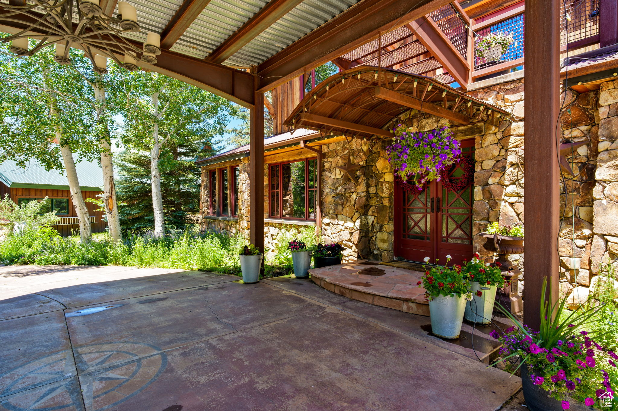 View of patio with french doors