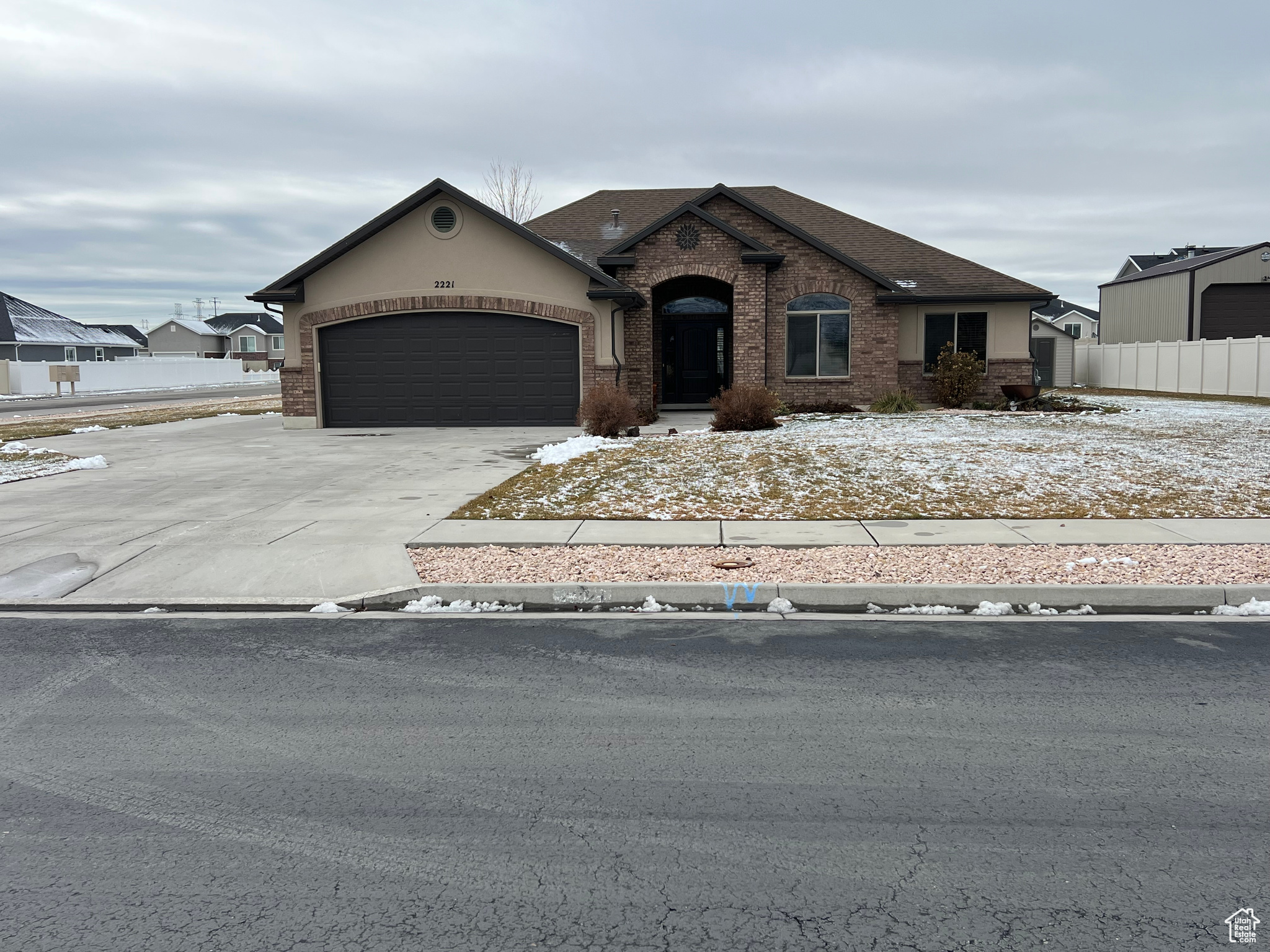 View of front of home with a garage