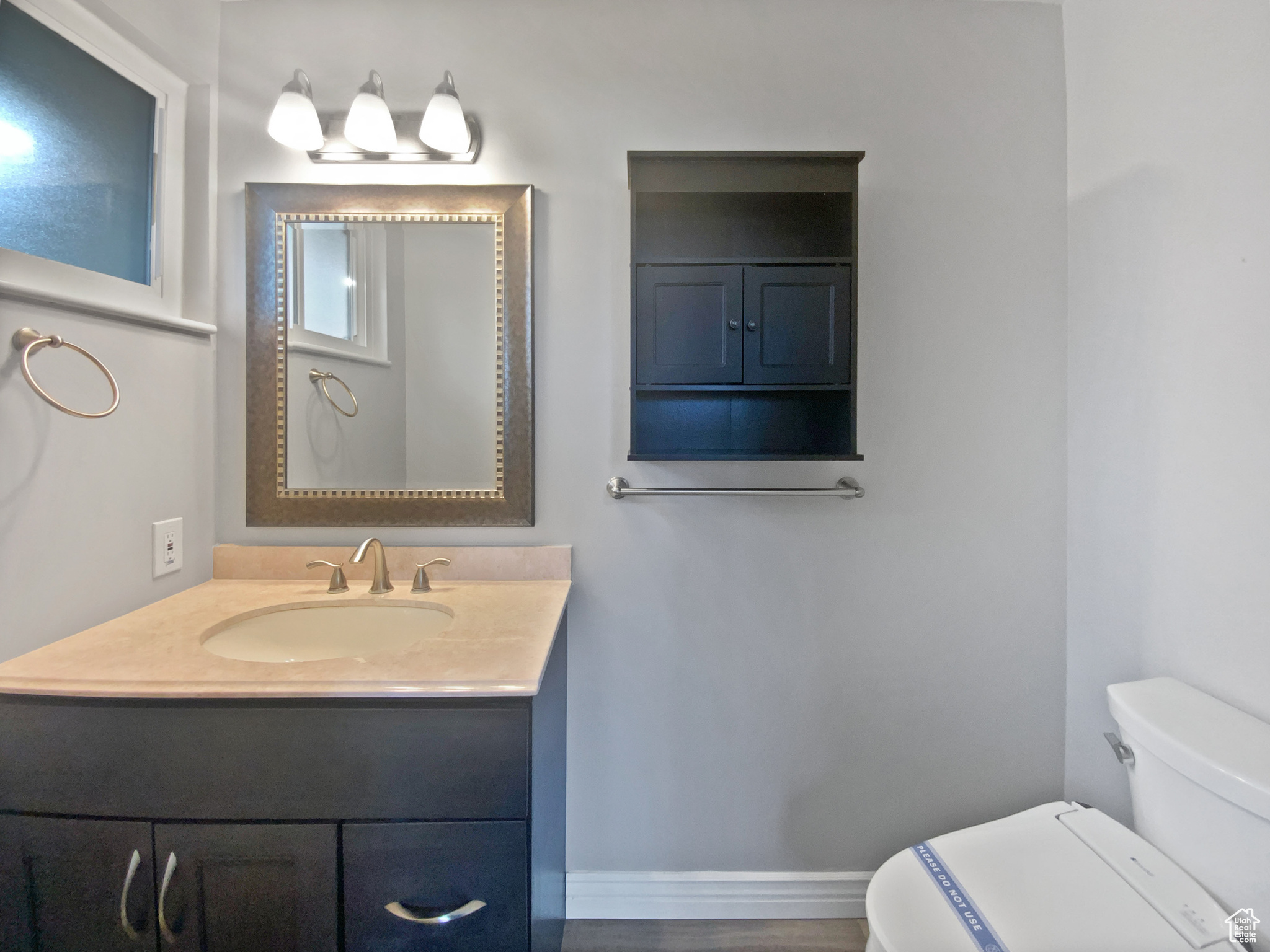 Bathroom with vanity and toilet