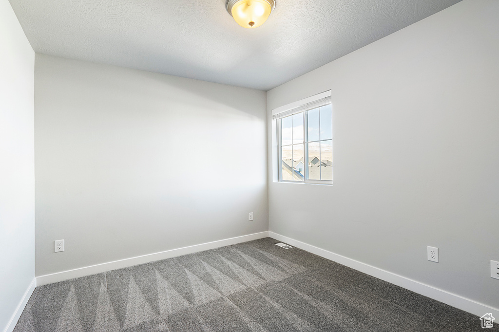 Spare room with carpet and a textured ceiling