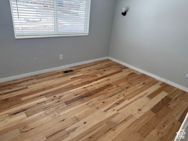 Spare room featuring plenty of natural light and light wood-type flooring