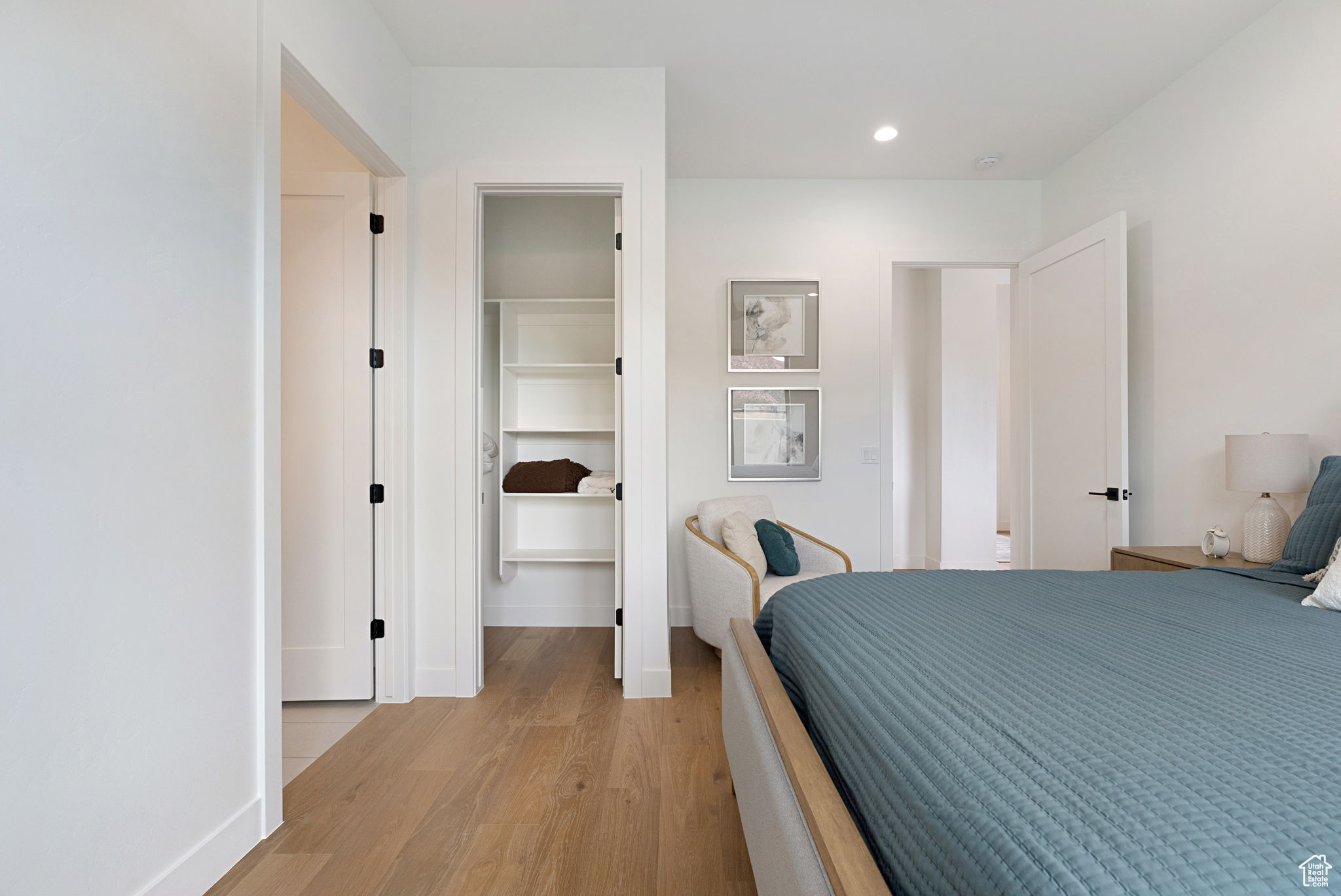 En-Suite Bedroom with a spacious closet, a closet, and light hardwood / wood-style floors