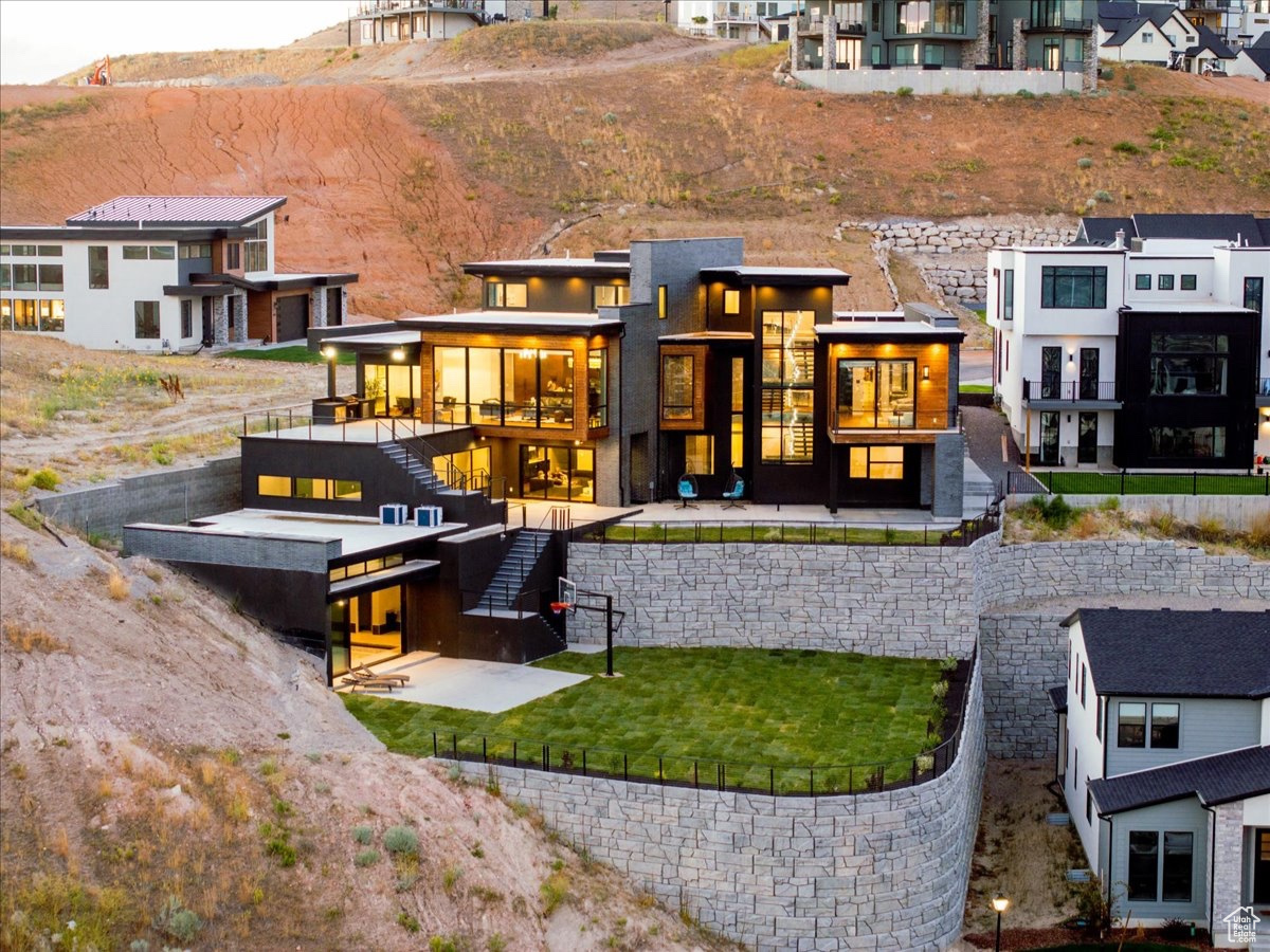 Rear view of property featuring a mountain view