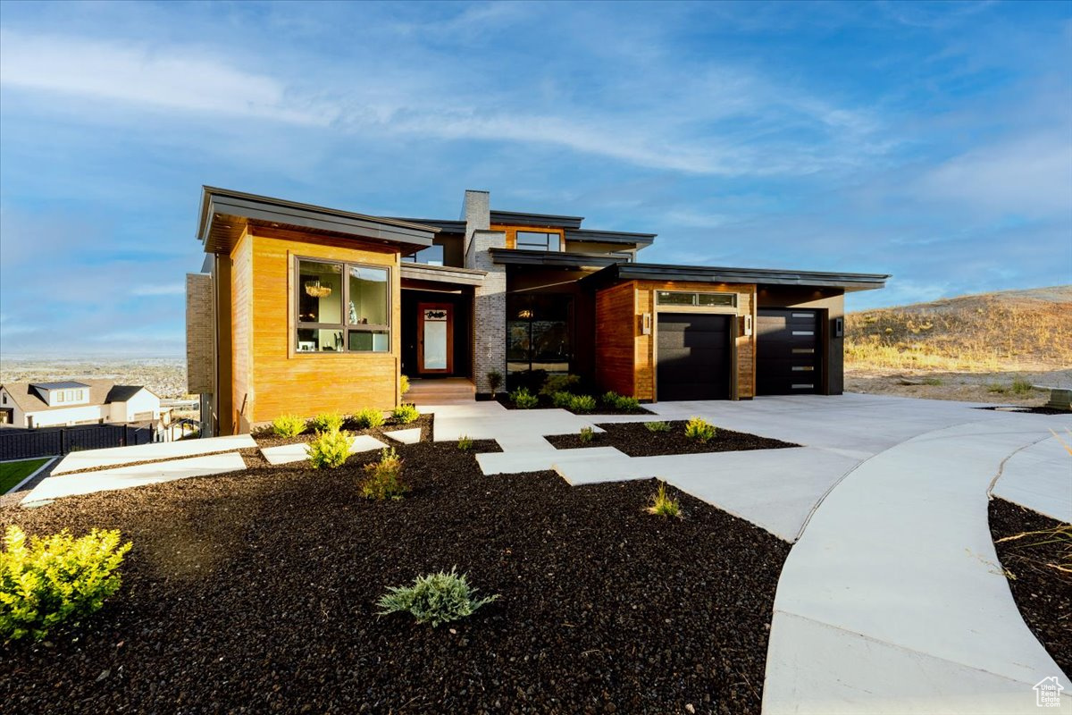 View of front of home with a garage