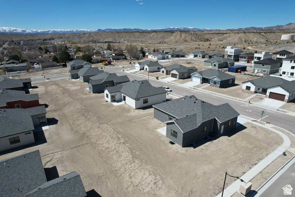 Aerial view featuring a mountain view