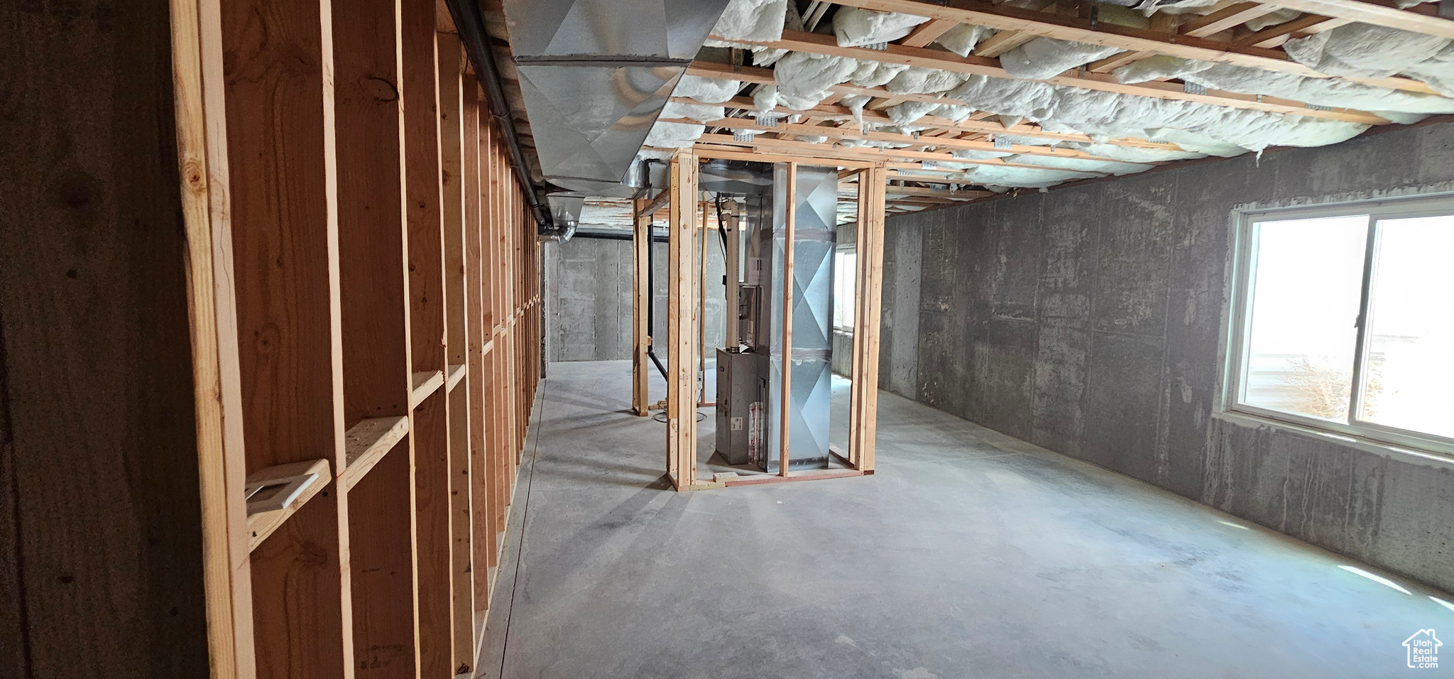 Basement with heating unit