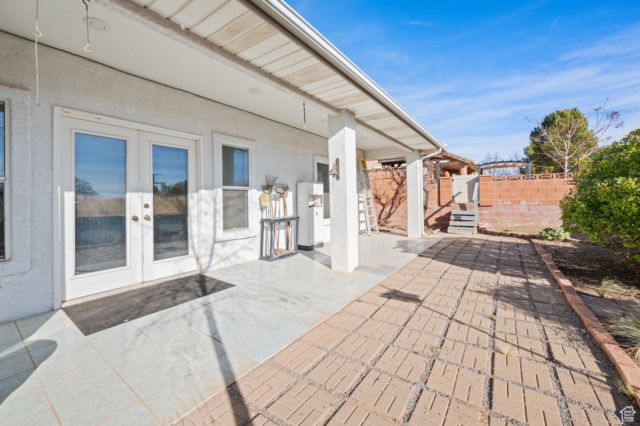 View of patio featuring french doors