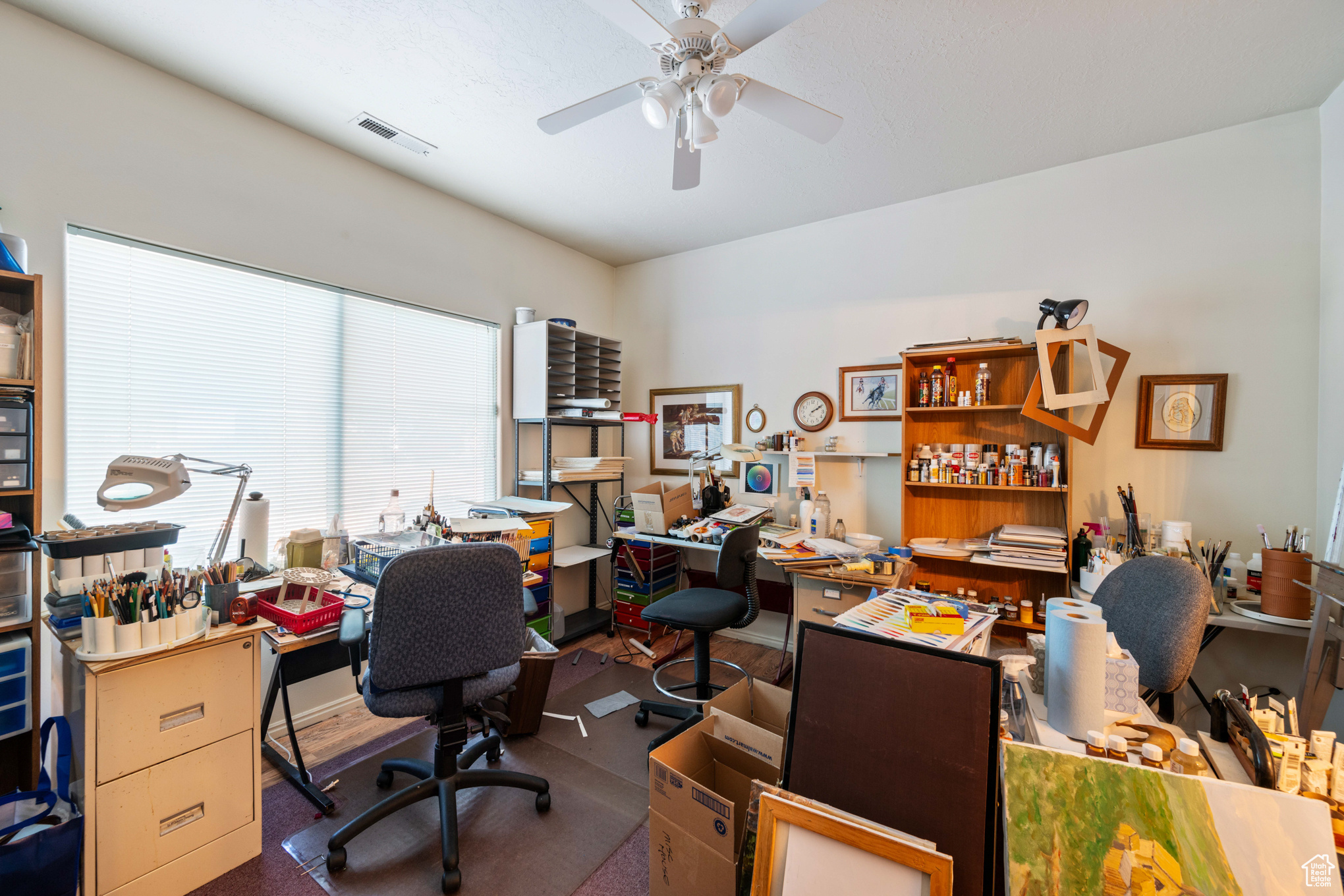 Office space with ceiling fan