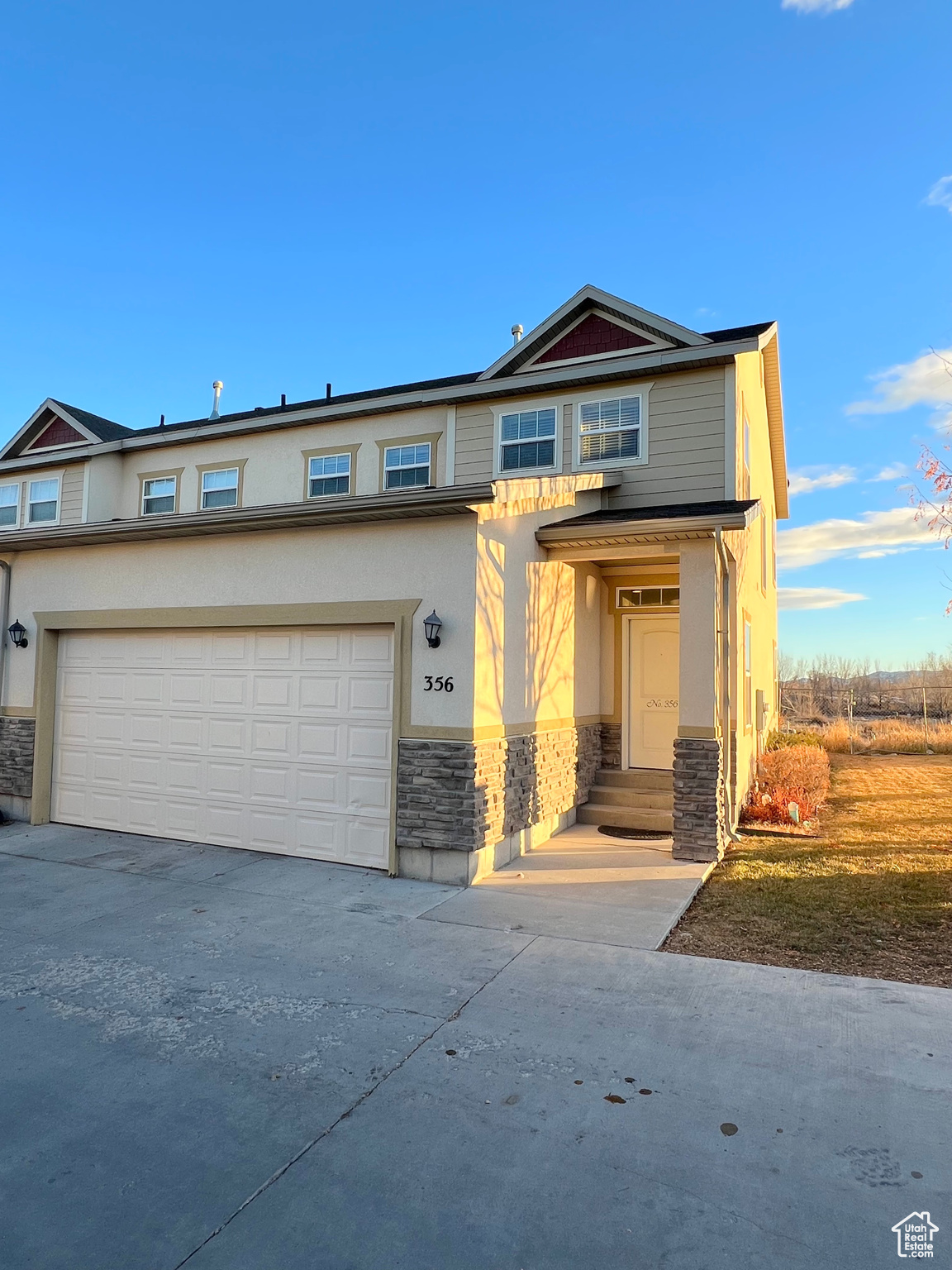 View of front of home with a garage