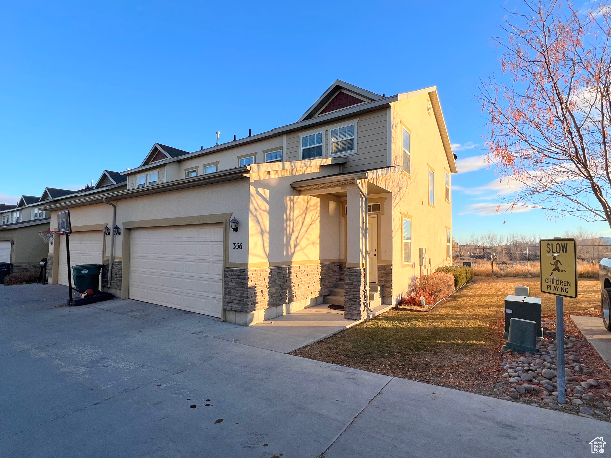 View of front of home featuring a garage