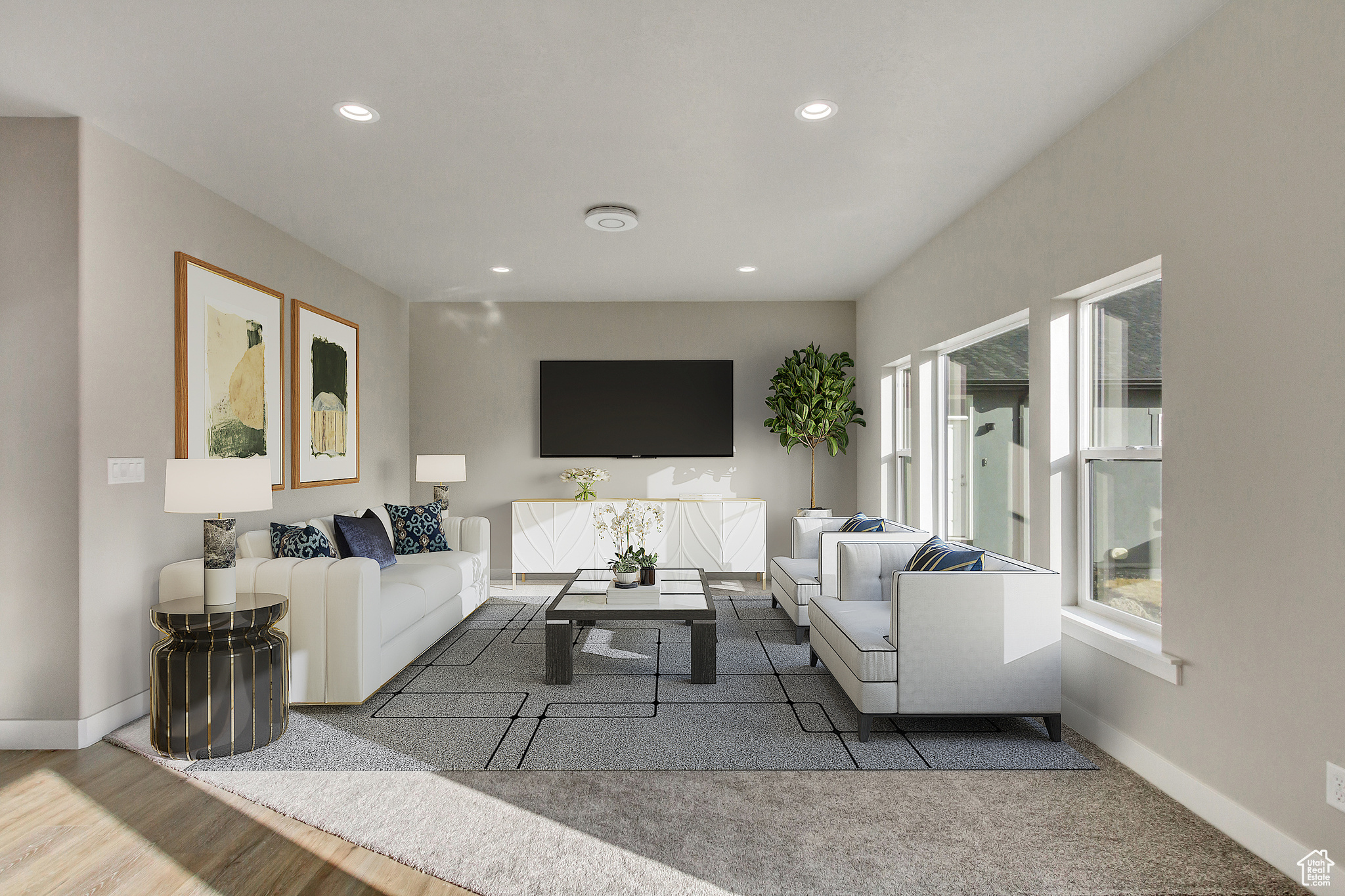 Living room featuring wood-type flooring