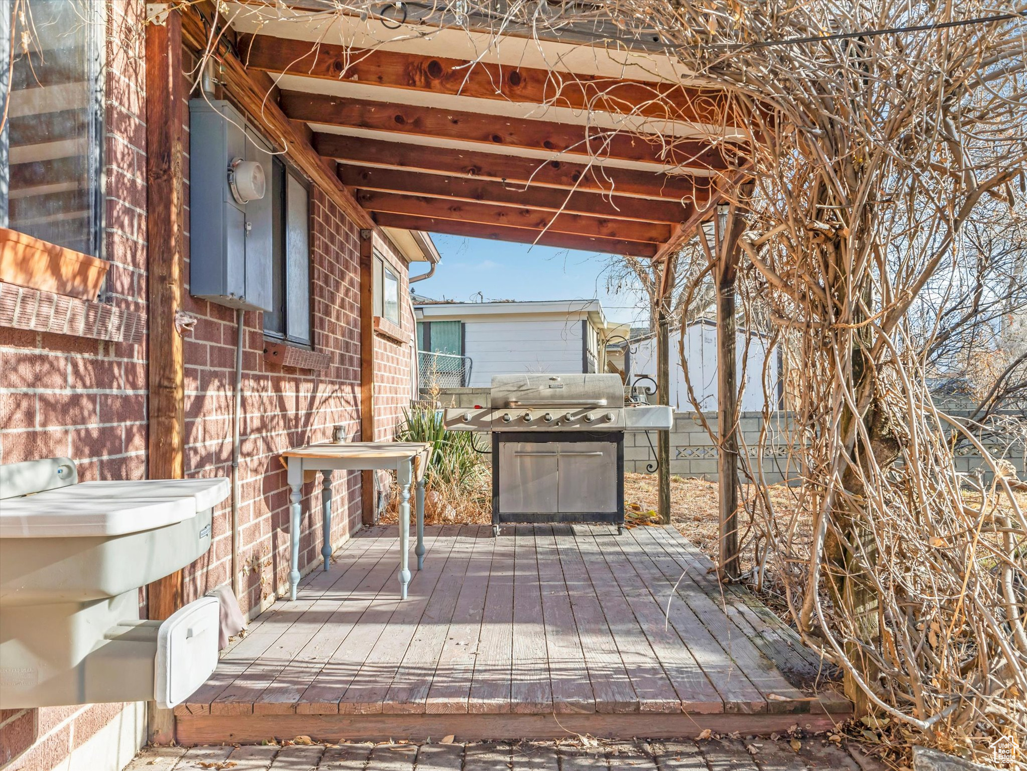 View of wooden deck