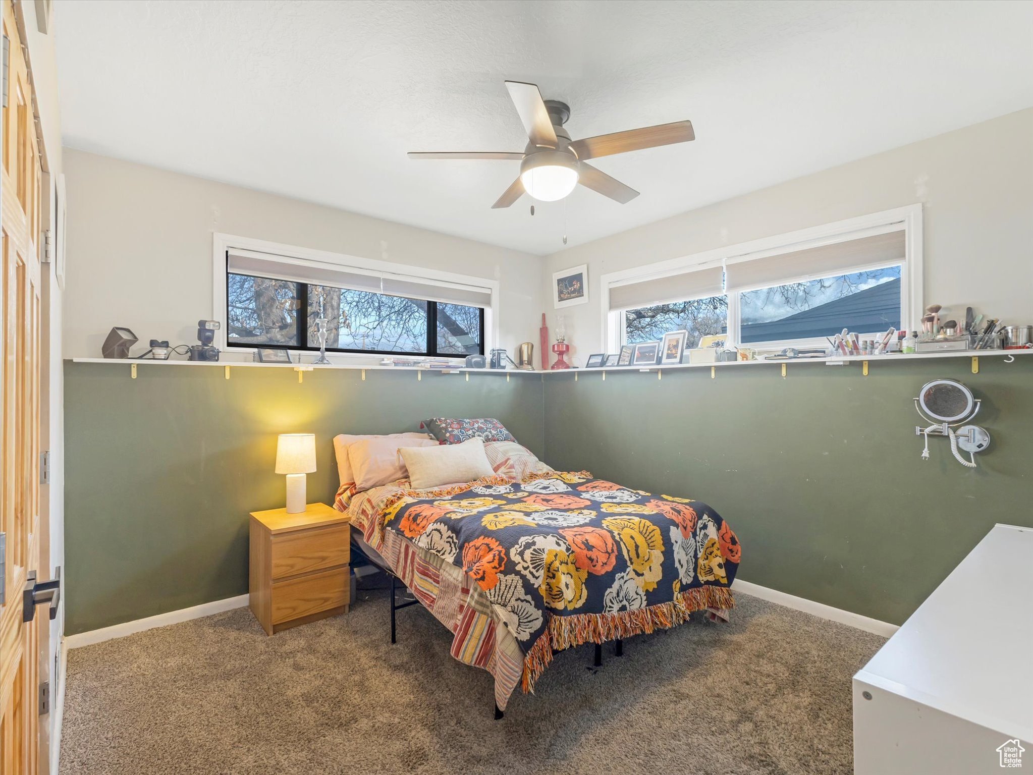 Bedroom #2 featuring carpet flooring and ceiling fan