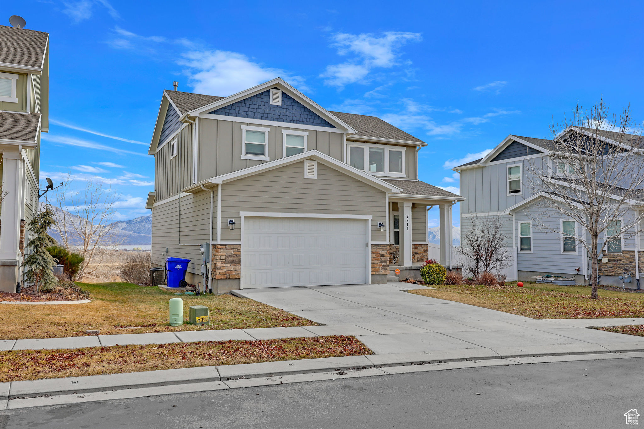 View of front of property featuring a garage