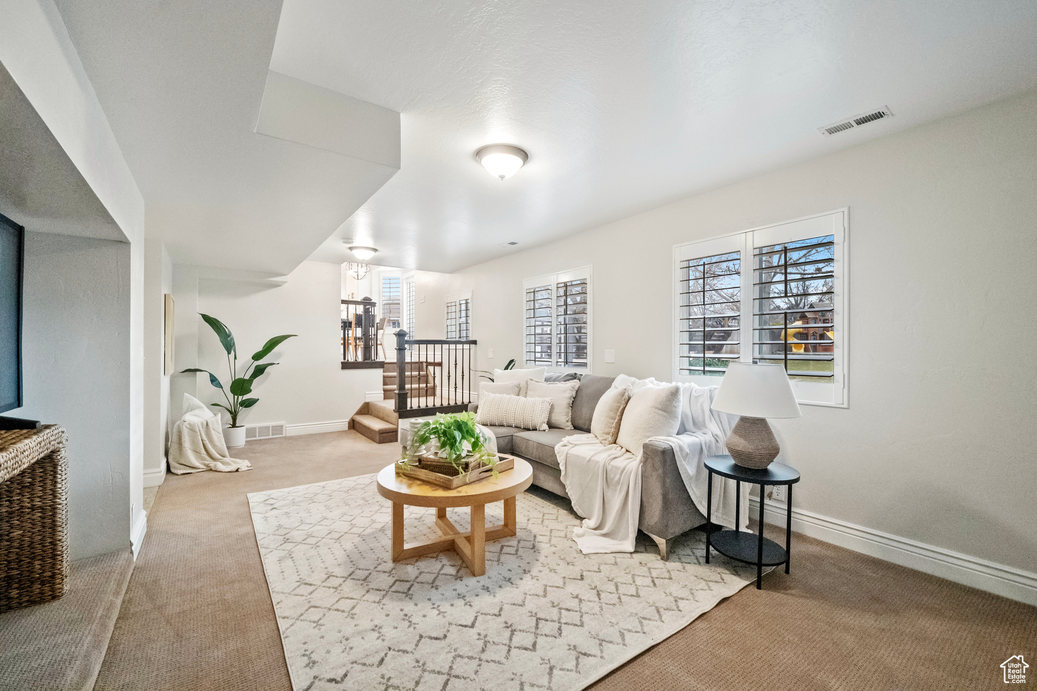 Living room featuring carpet