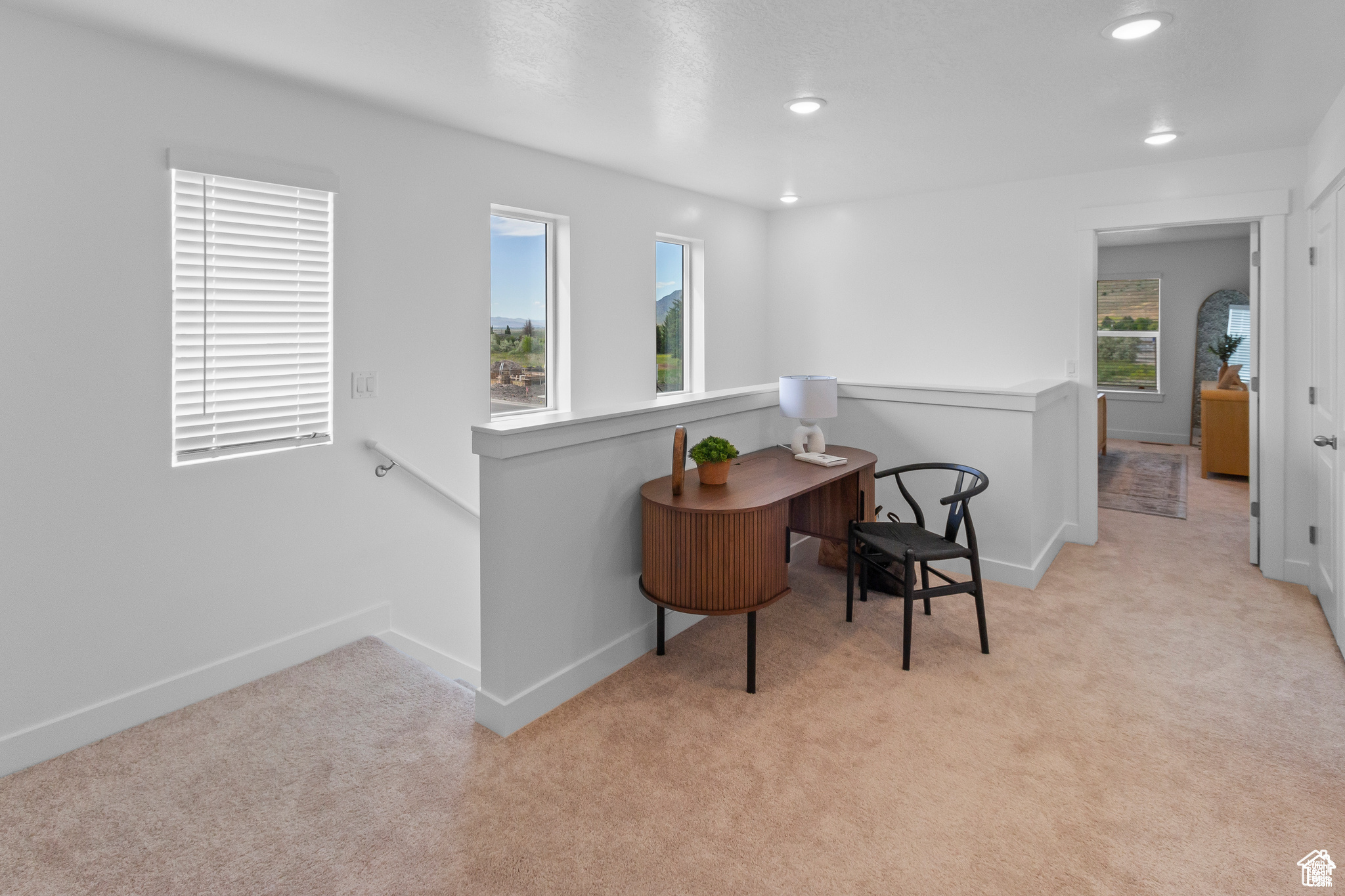 Interior space with light carpet