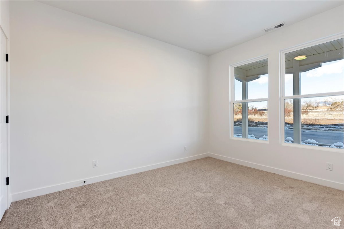 Spare room with light colored carpet