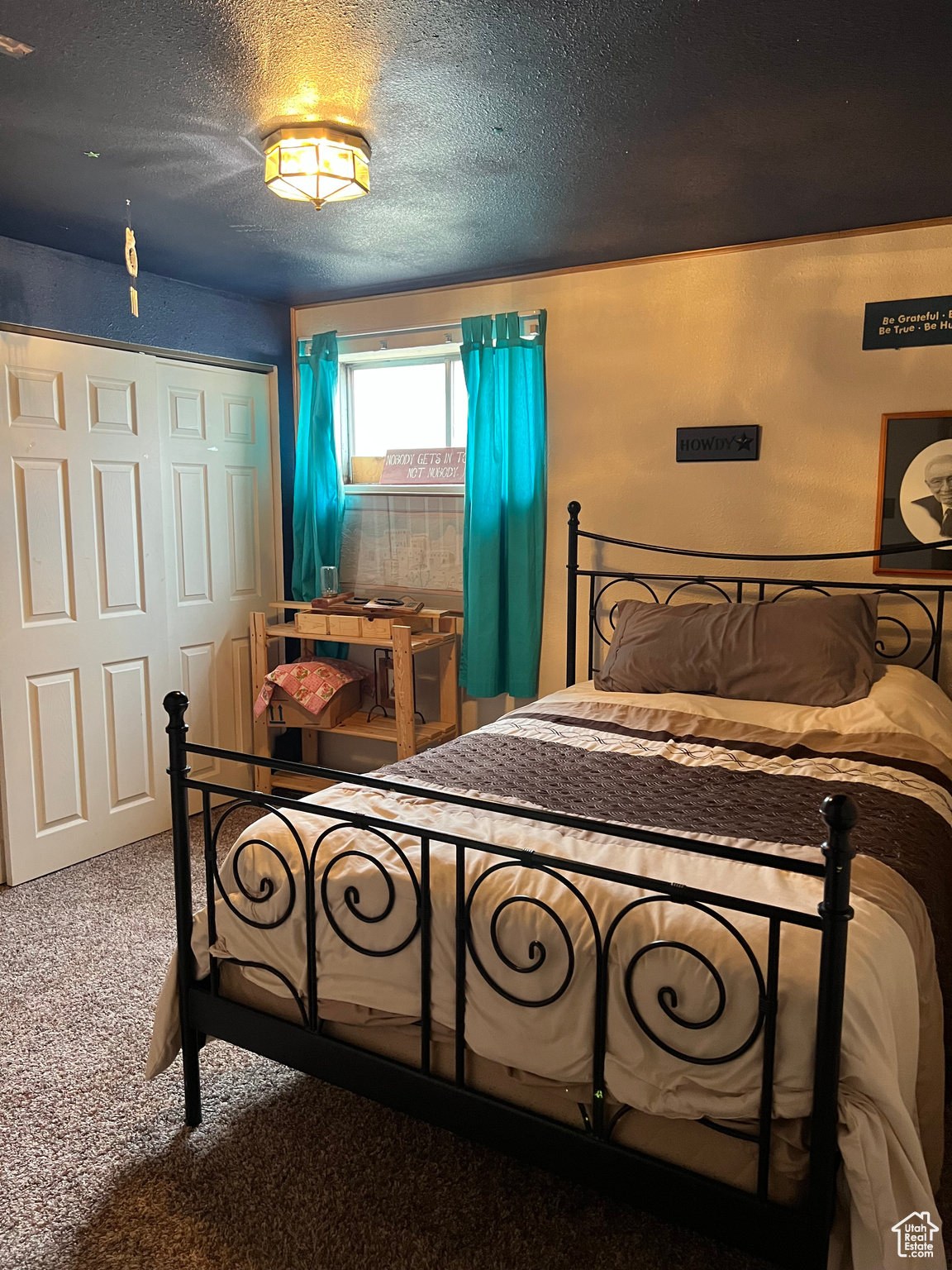 Bedroom with carpet flooring