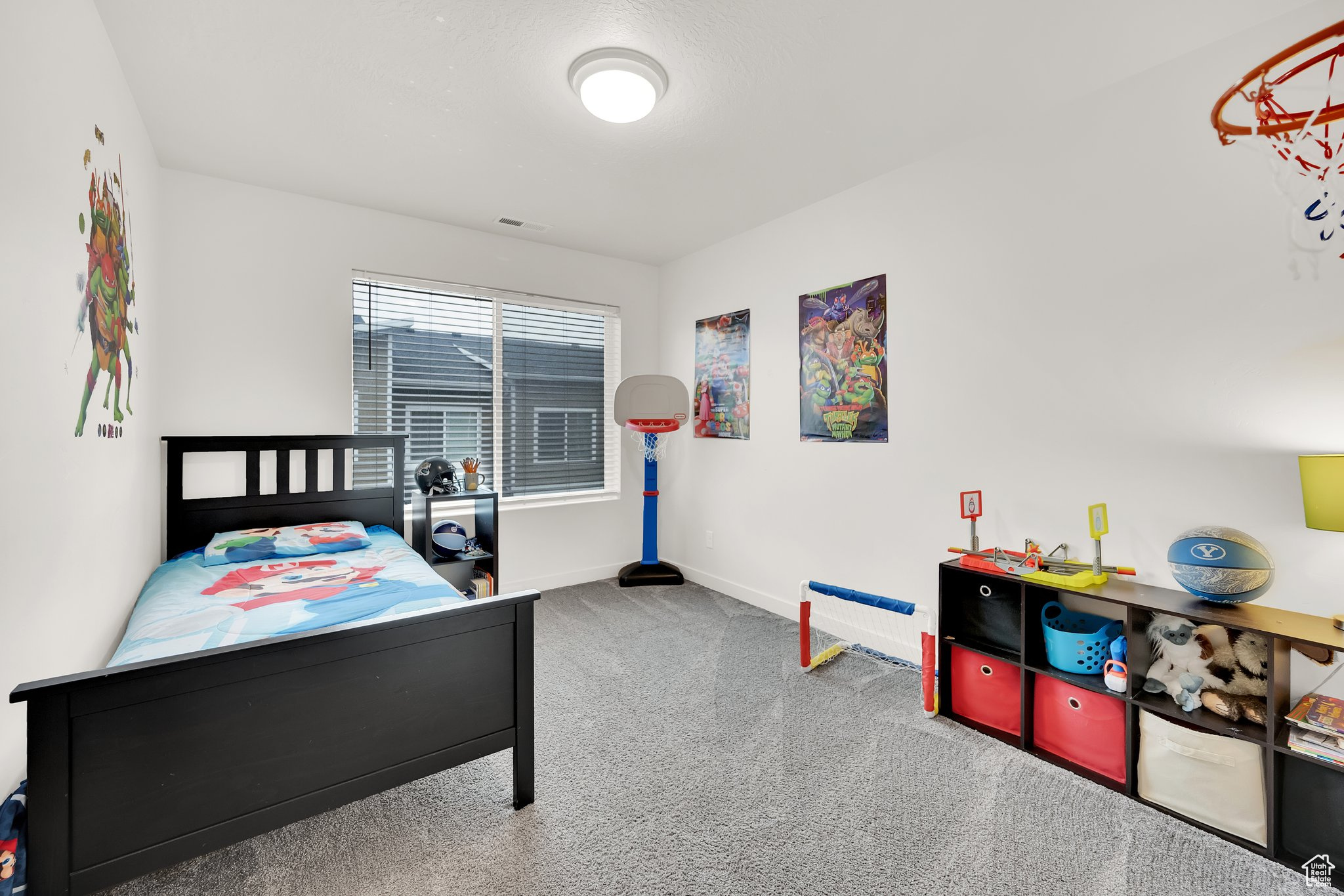 Bedroom with carpet flooring