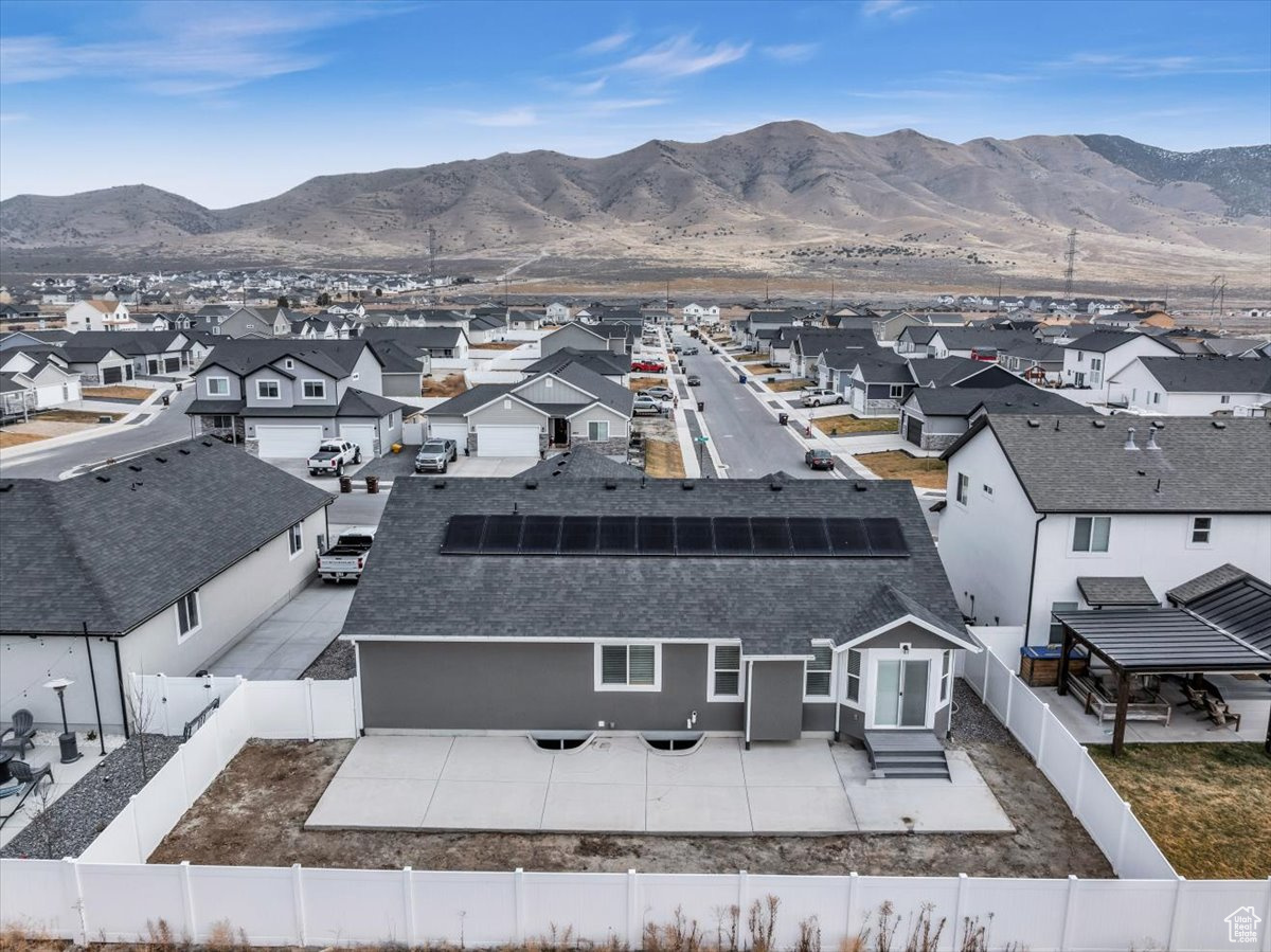 Drone / aerial view with a mountain view