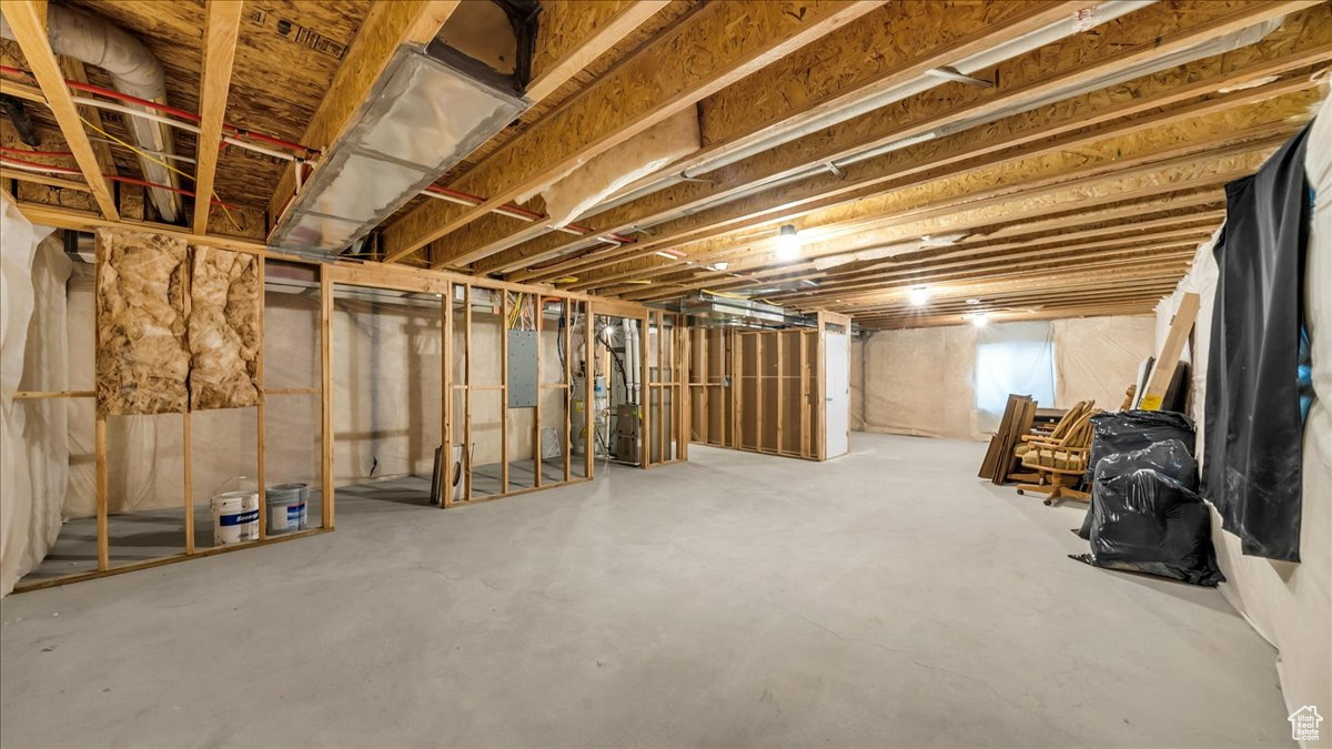 Basement with electric panel