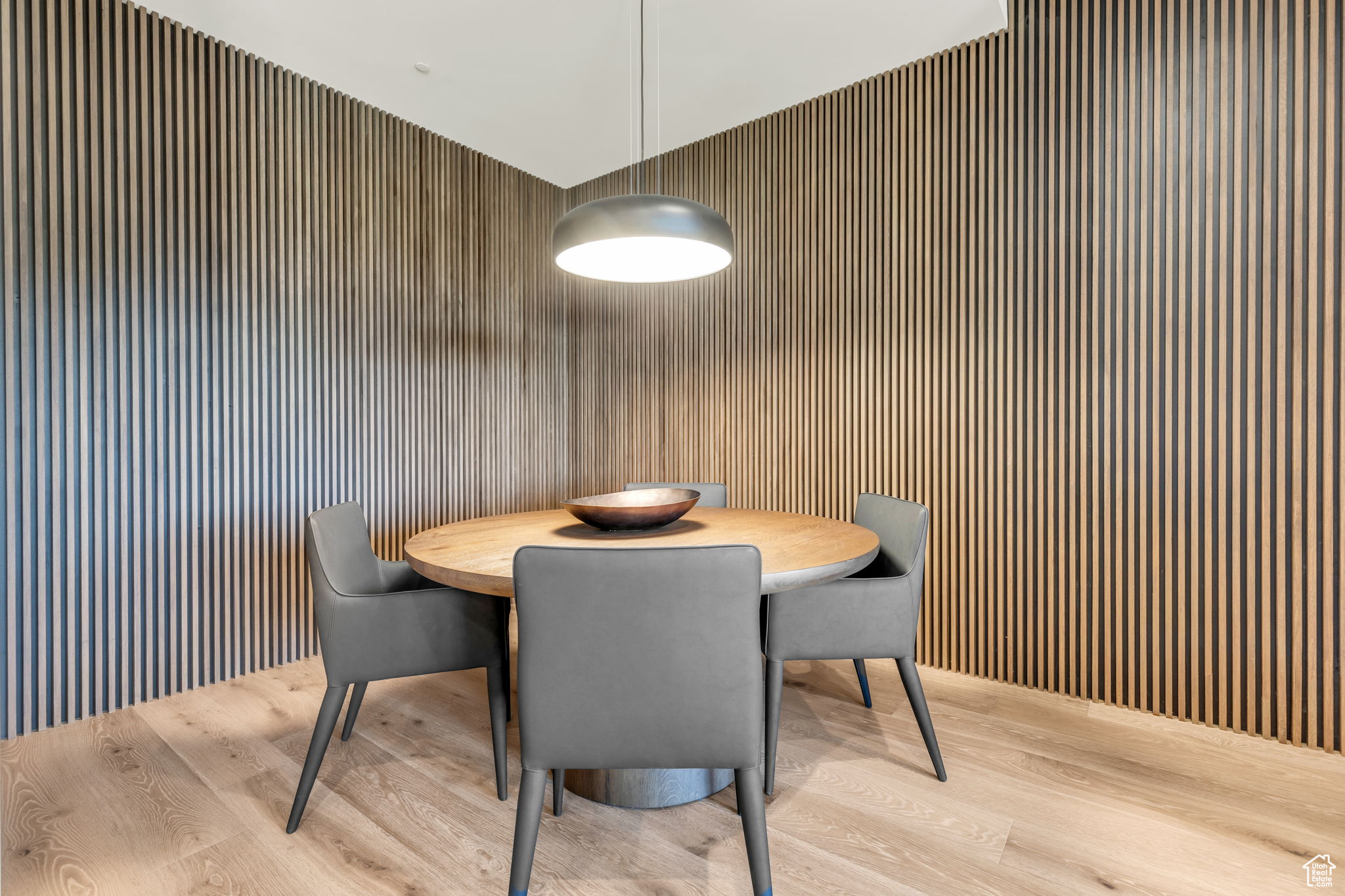 Dining room with light hardwood / wood-style floors