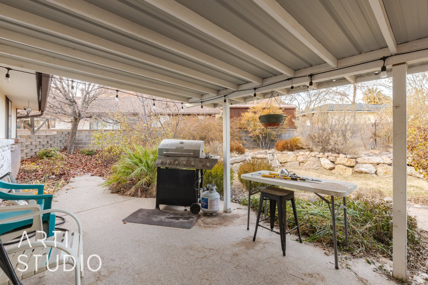 View of patio featuring grilling area