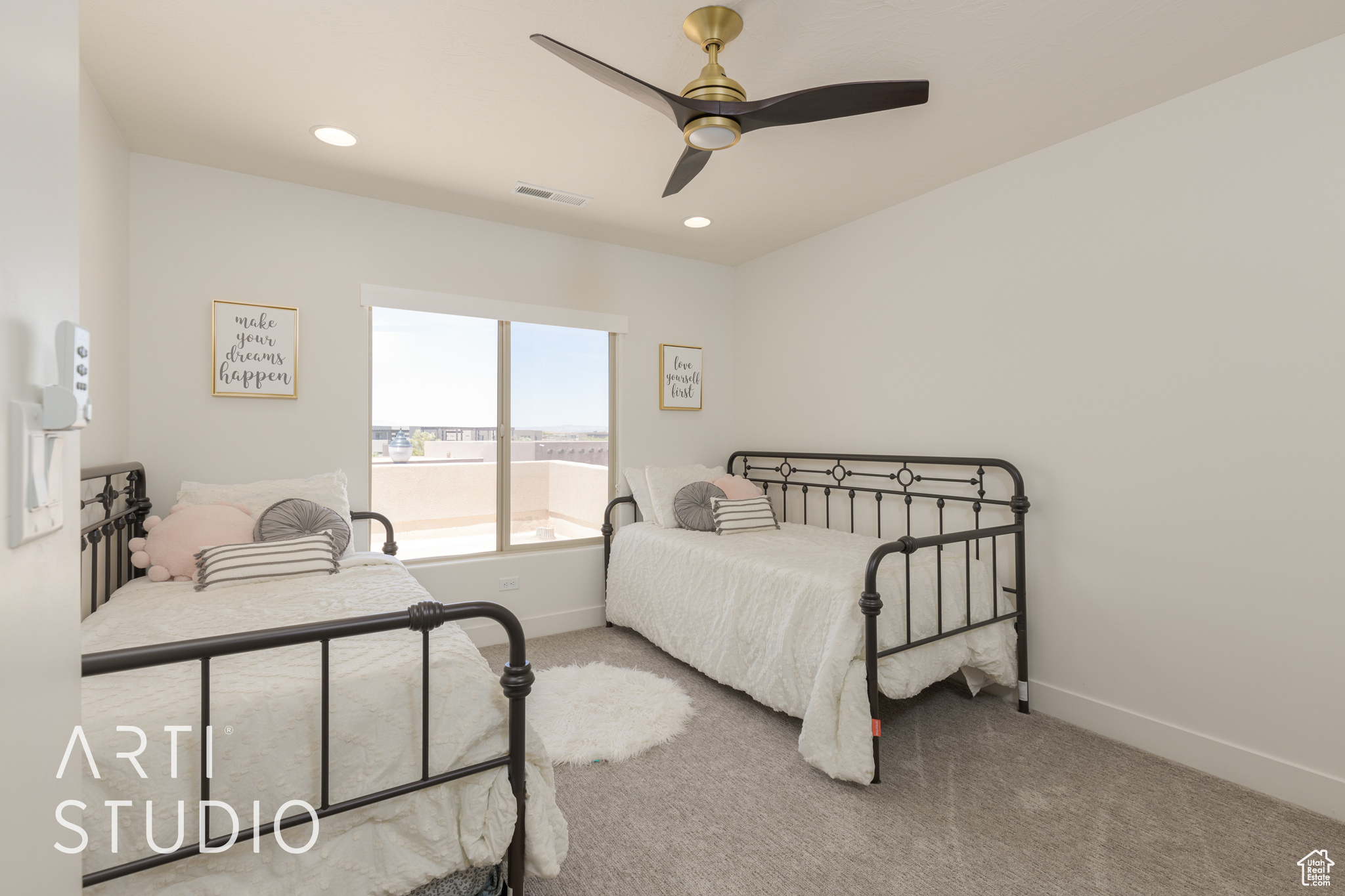 Bedroom #4 featuring carpet flooring and ceiling fan