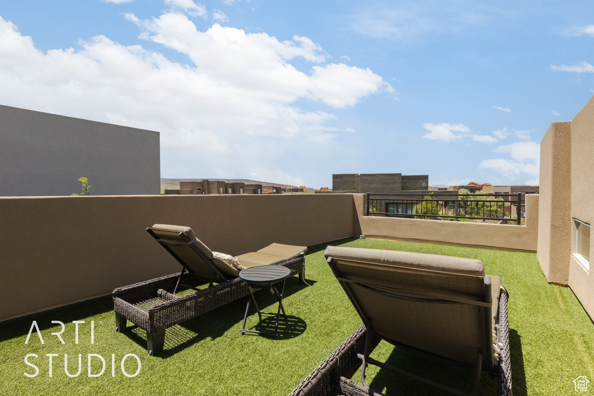 View of yard featuring a west facing Deck