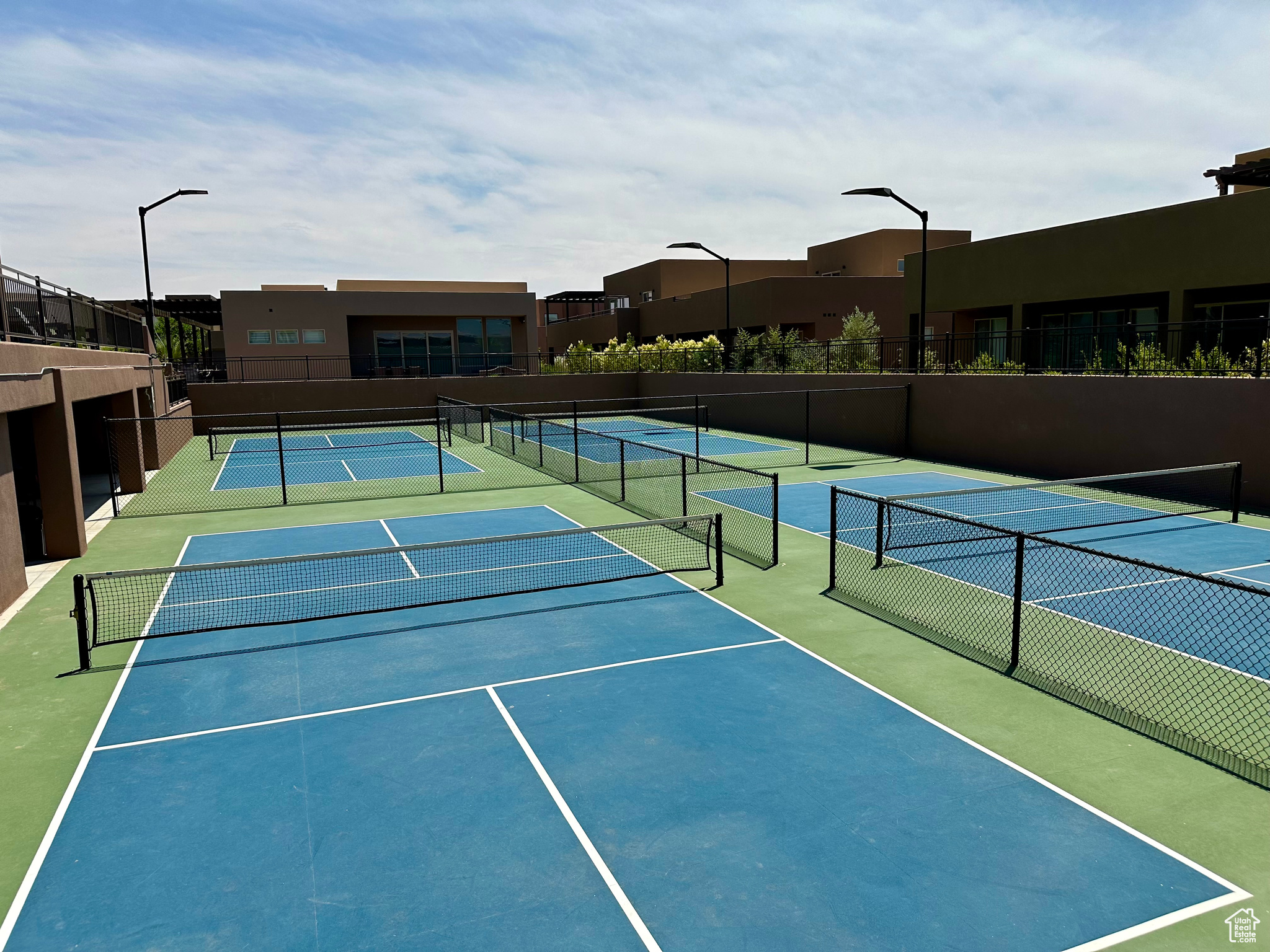 View of pickleball courts