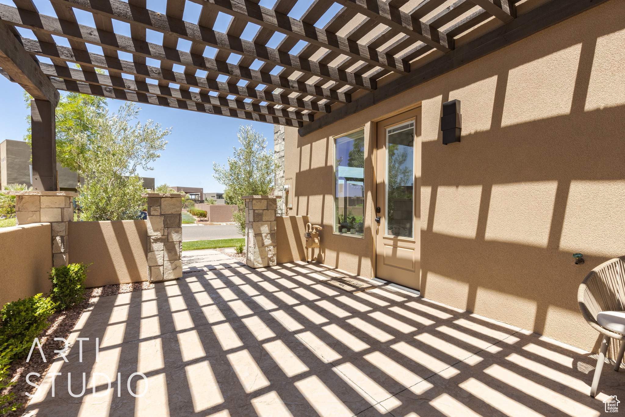 View of patio with a pergola off bedroom #2